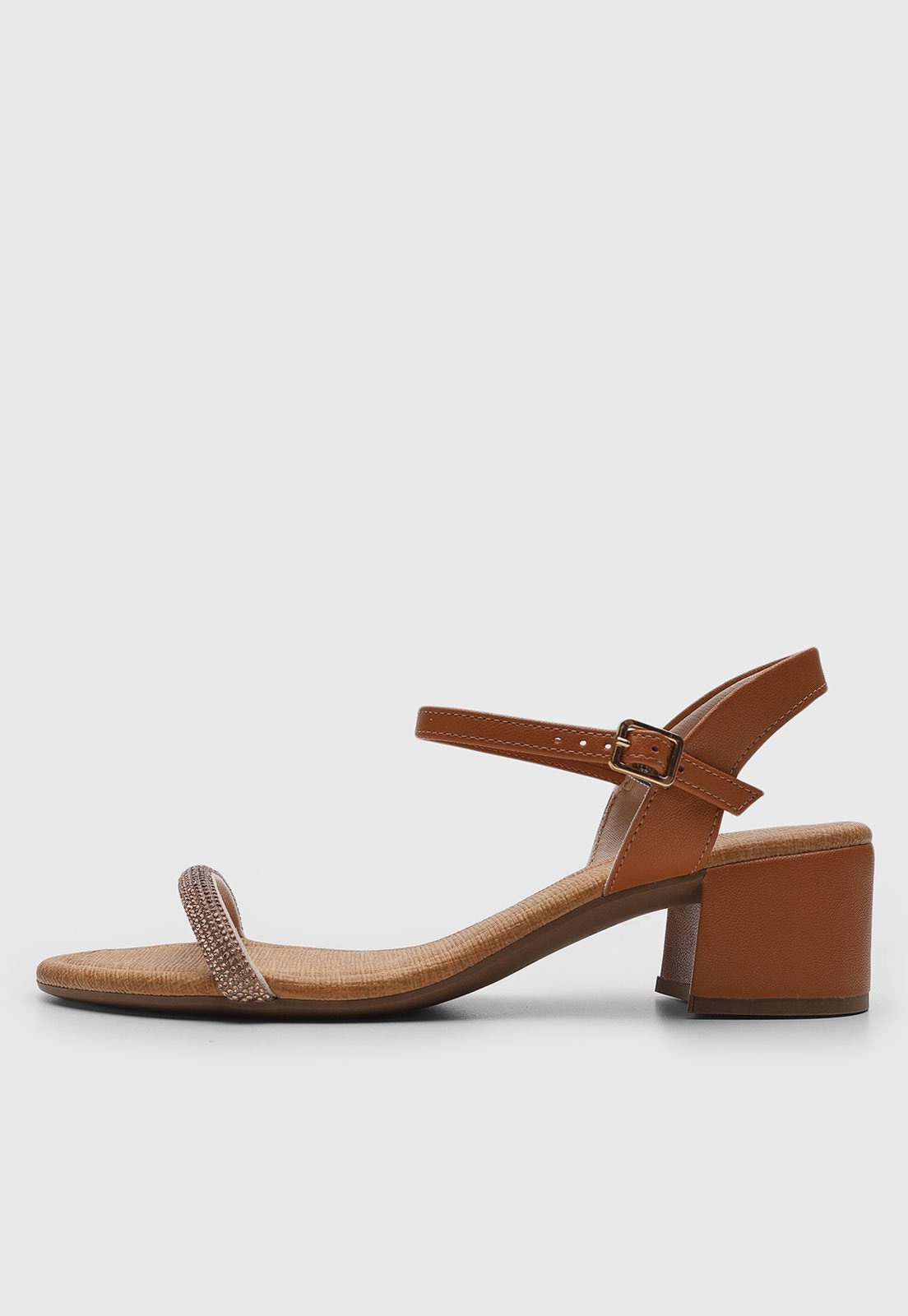 Imagem principal Sandália Feminina cê Salto Bloco Pedrarias BEBECÊ marrom