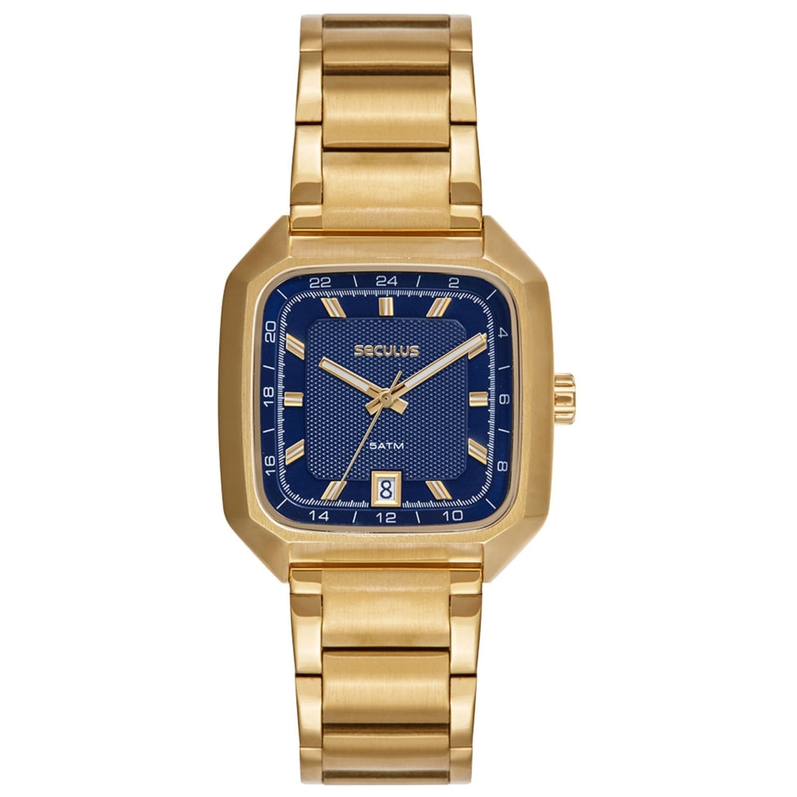 Imagem principal Relógio Masculino Seculus Quadrado Mostrador Azul Seculus dourado azul