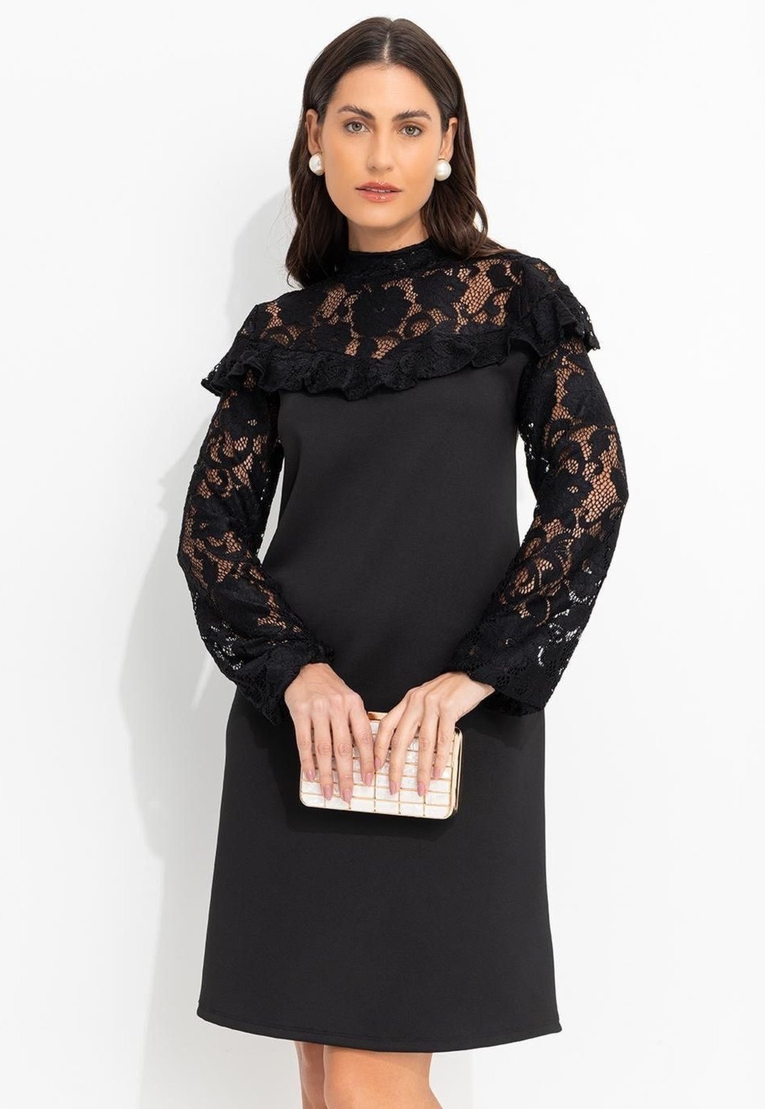 Imagem principal Vestido Em Malha Ponto Roma Sarjado Quintess preto