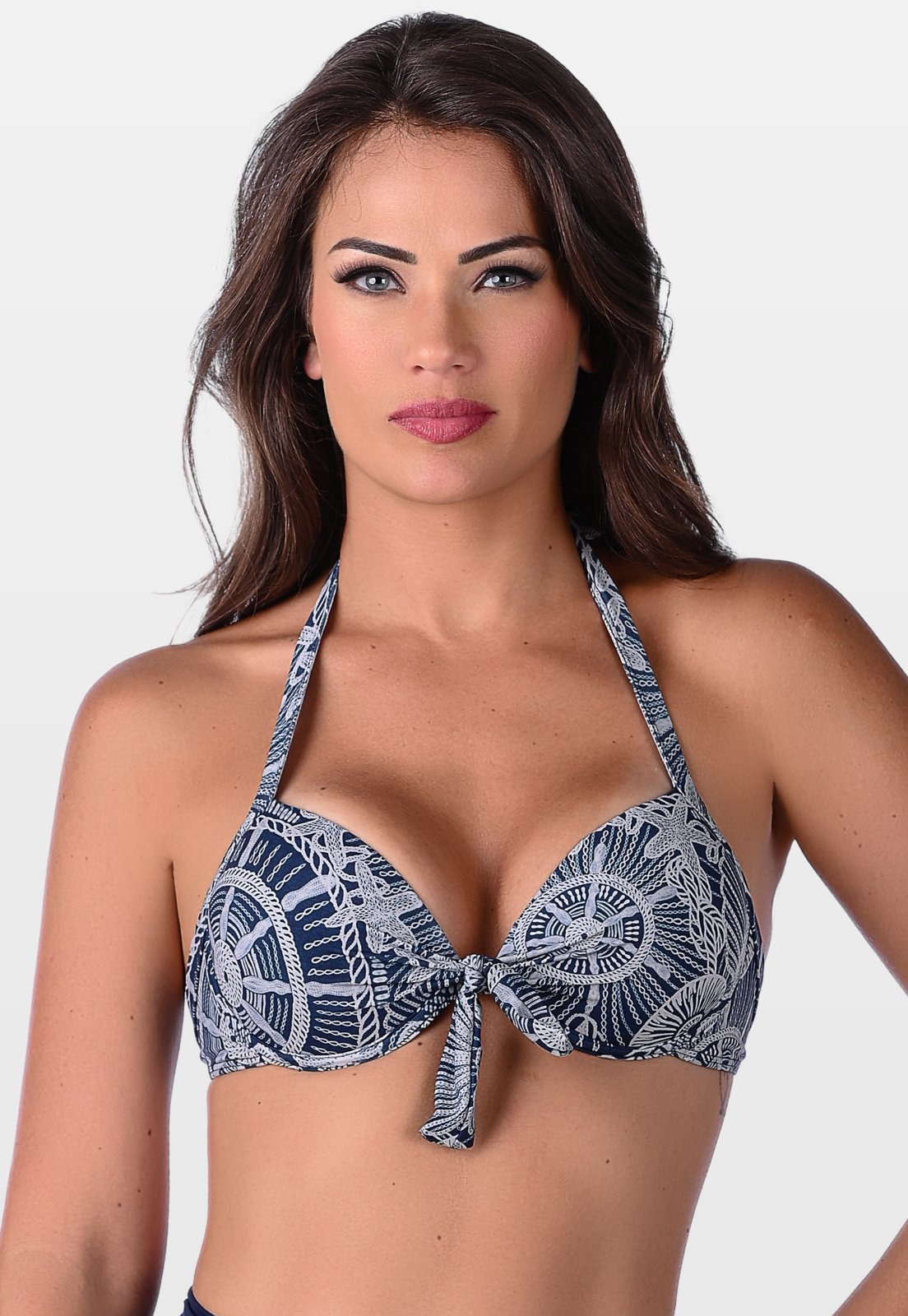 Imagem principal Top Summer Soul Com Bojo Meia Taça, Aro e Nó Frontal Marinho Summer Soul azul marinho/estampado