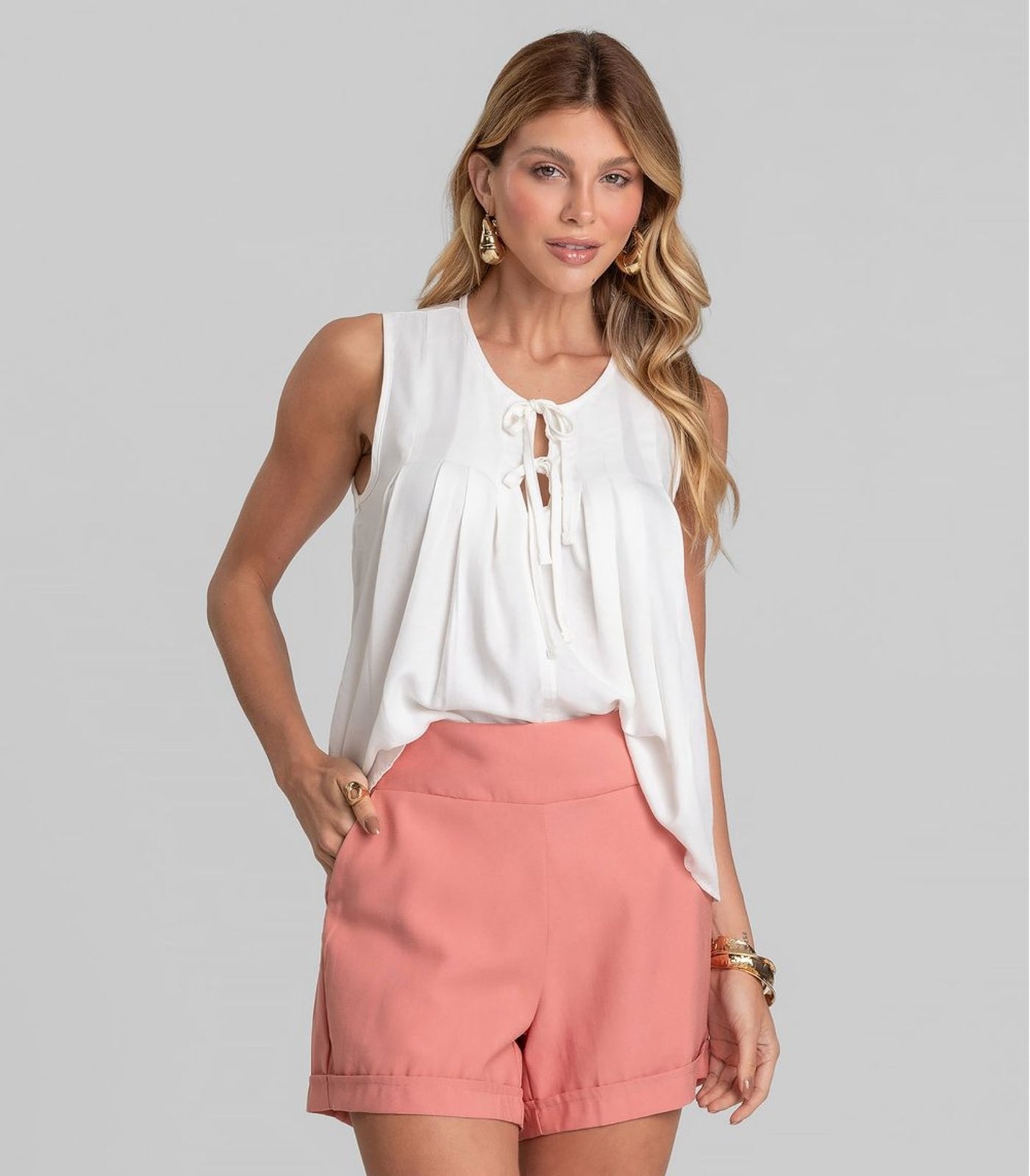 Imagem principal Shorts Feminino Cós Largo Em Alfaiataria Dianna Dianna rosa