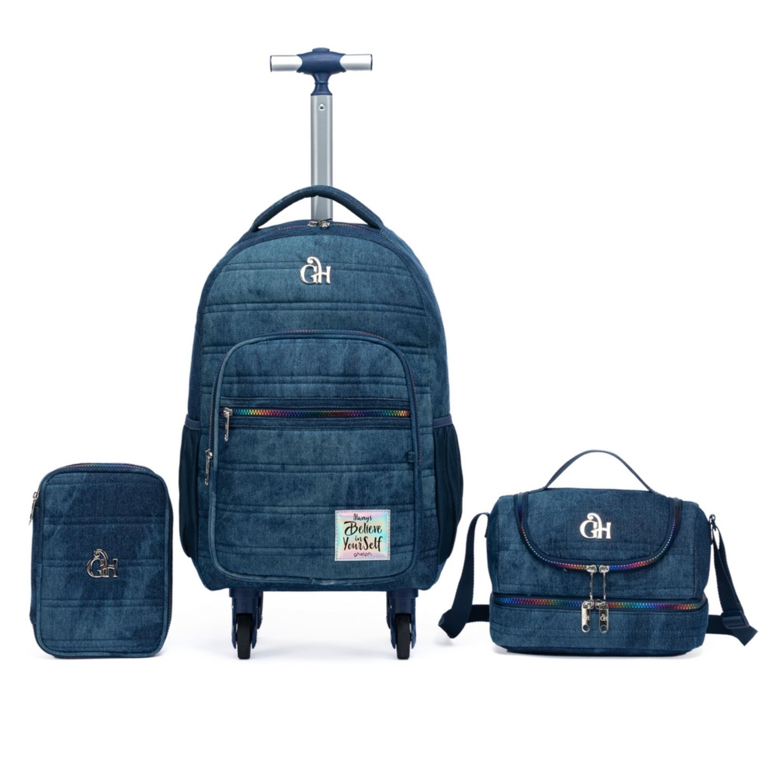 Imagem principal Kit Mochila Lancheira Estojo Juvenil Escolar Reforçada GUELPH jeans