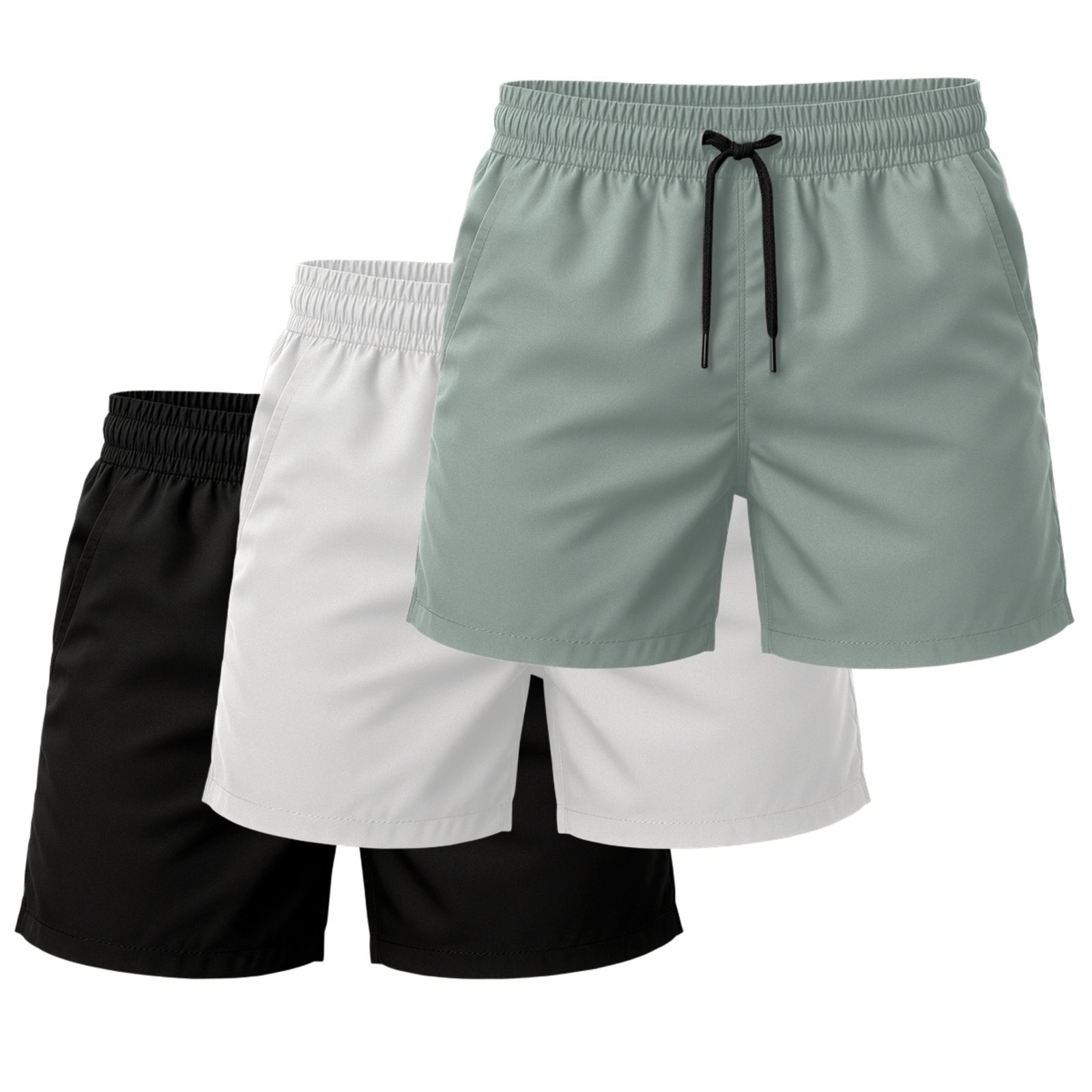 Imagem principal Kit 3 Short Tactel Leve Moda Praia Liso Bermuda Masculina Relaxado cinza