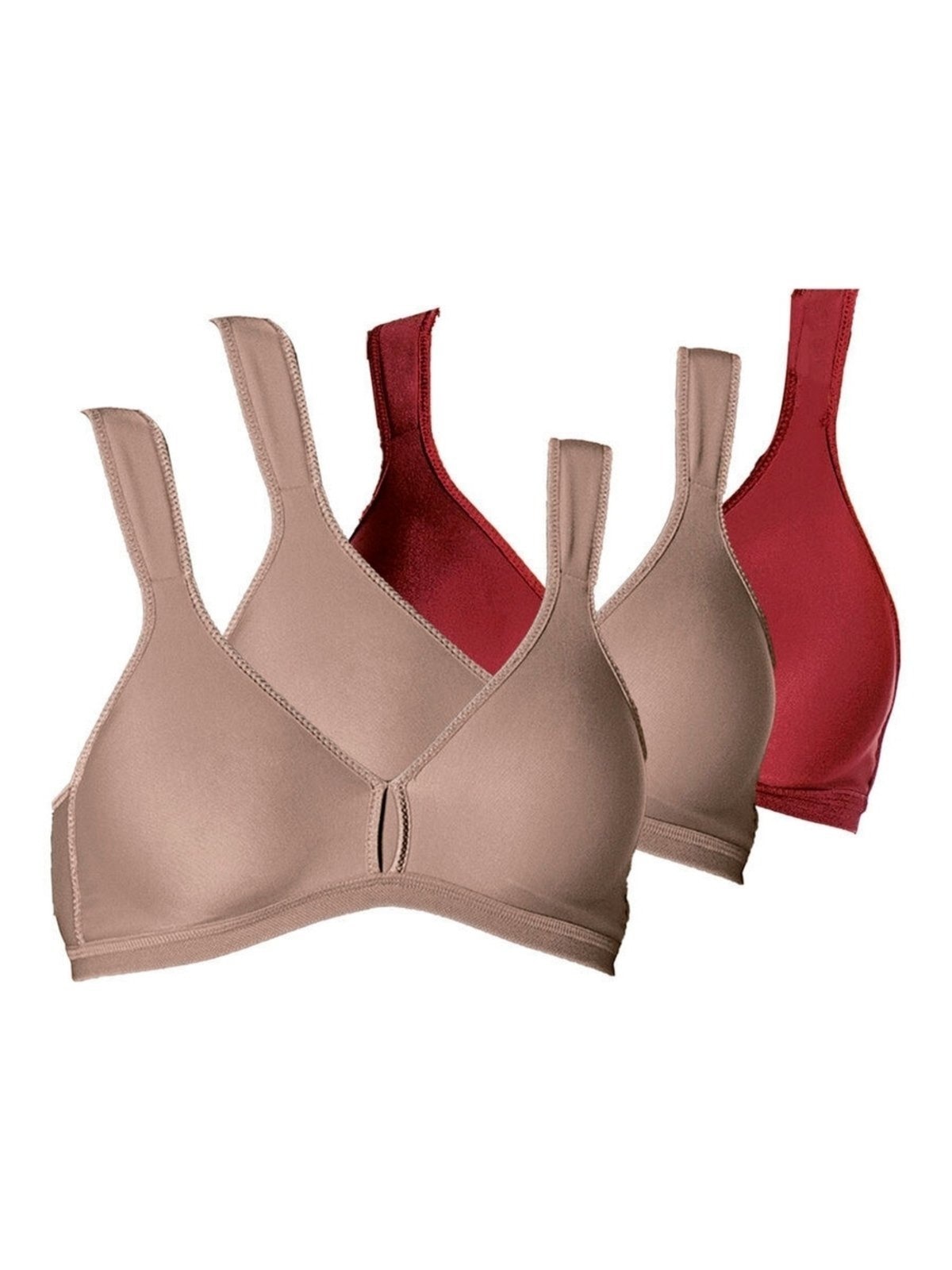 Imagem principal Kit com 3 Sutiãs sem Aro e sem Bojo Olimpo Conforto Demillus 61004 Demillus vermelho