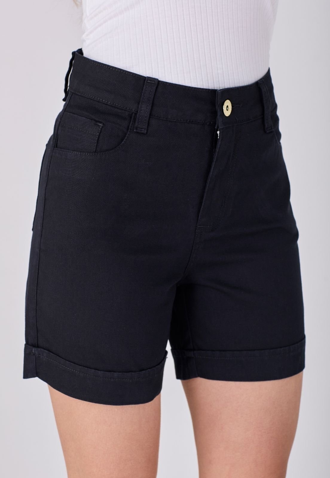 Imagem principal Shorts Jeans HNO Jeans Meia Coxa Cintura Alta Preta HNO Jeans preto