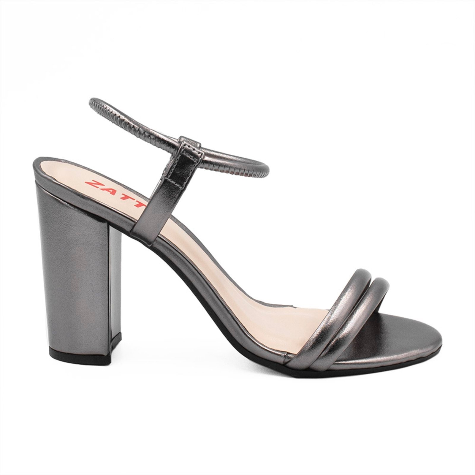 Imagem principal Sandália Zatta Salto Bloco Tubinho Chumbo ZATTA cinza