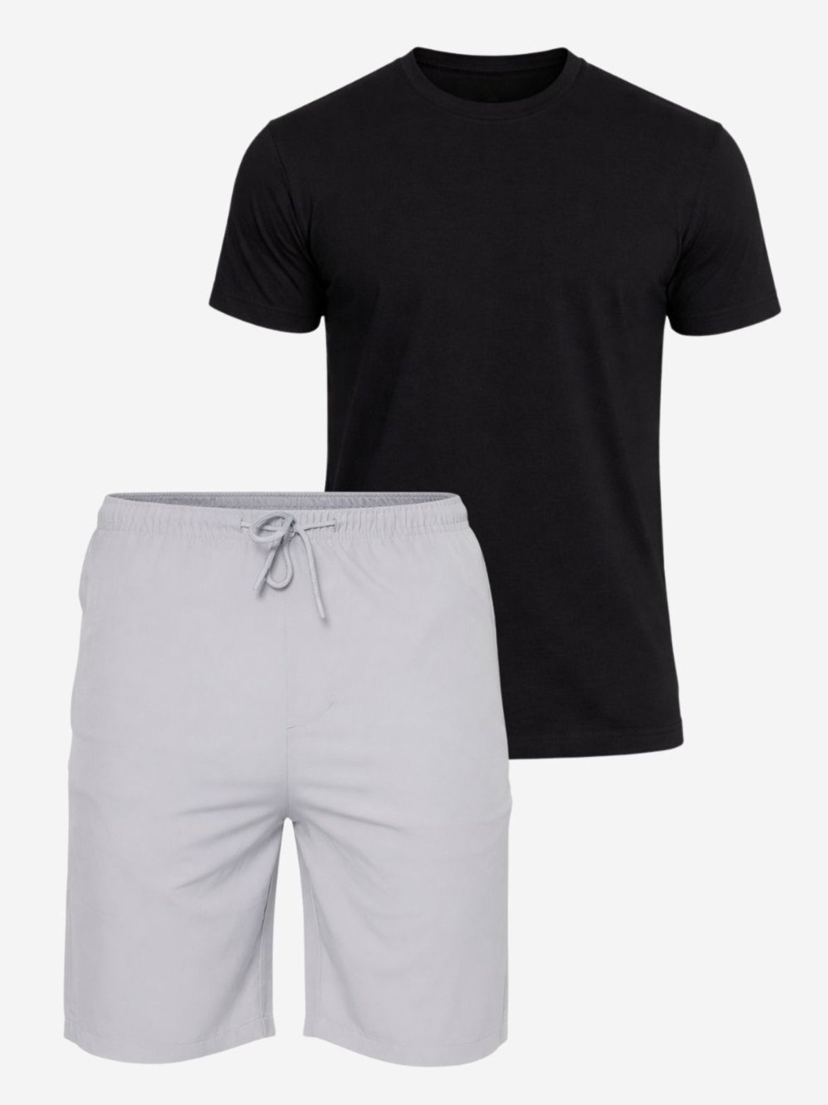 Imagem principal Kit 2 Peças Camiseta Preta Premium e Bermuda Cinza Tactel com Elastano Crocker preto