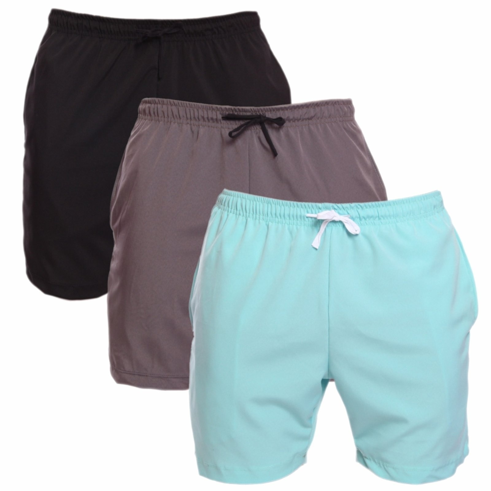 Imagem principal Kit 3 Shorts Tactel Masculino Adulto Estilo Mauricinho Praia Piscina Cinza ADRIBEN preto