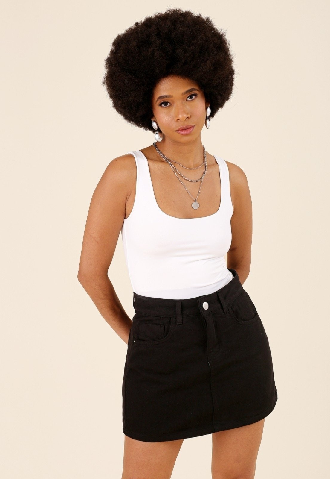 Imagem principal Short Saia Pop Me Em Sarja Pop Me preto