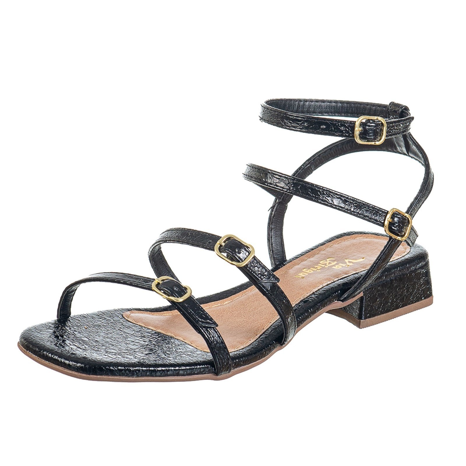 Imagem principal Sandália Feminina Saltinho Com Tiras de Regulagem Via Birigui VIA BIRIGUI preto