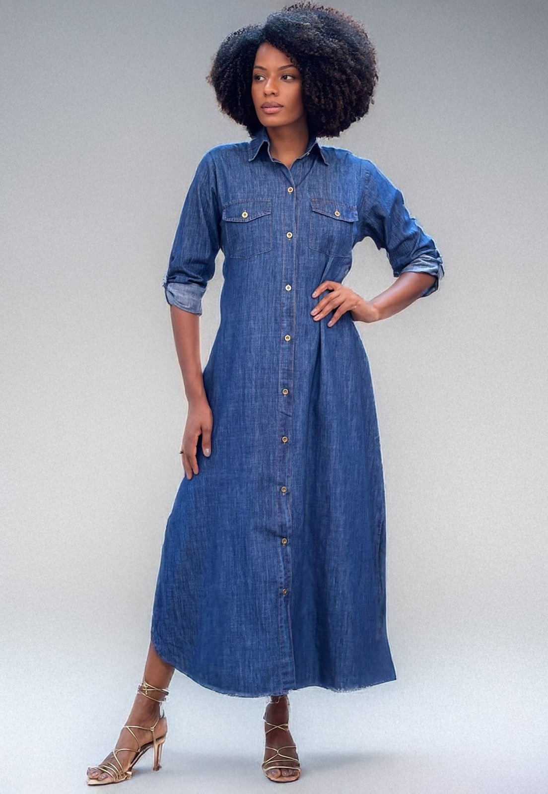 Imagem principal Vestido Cabanafree Chamise longo Jeans Cabanafree azul