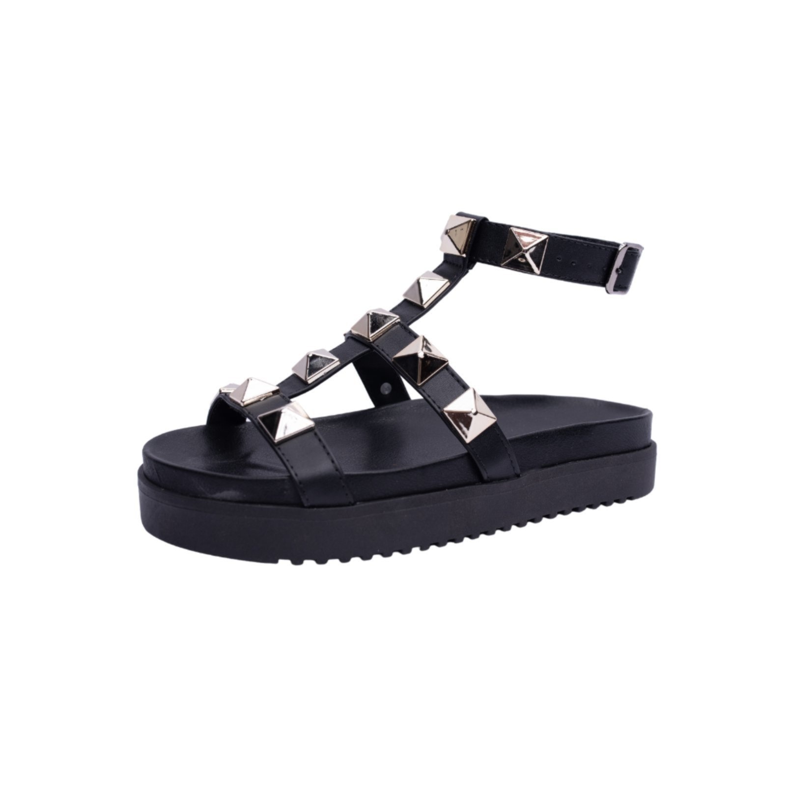 Imagem principal Sandalia Papete Rasteira Feminina Preta Piramide Sola Alta TELLINI STORE preto