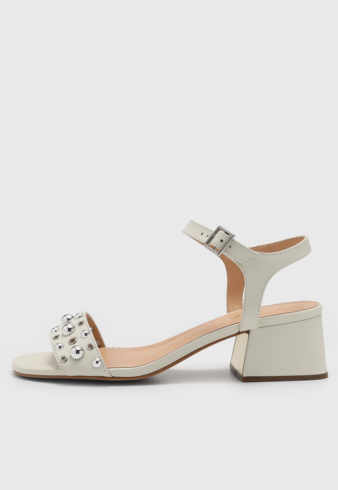 Imagem principal Sandália Feminina Luiza Barcelos Salto Bloco Metalizada Off-White Luiza Barcelos off-white white