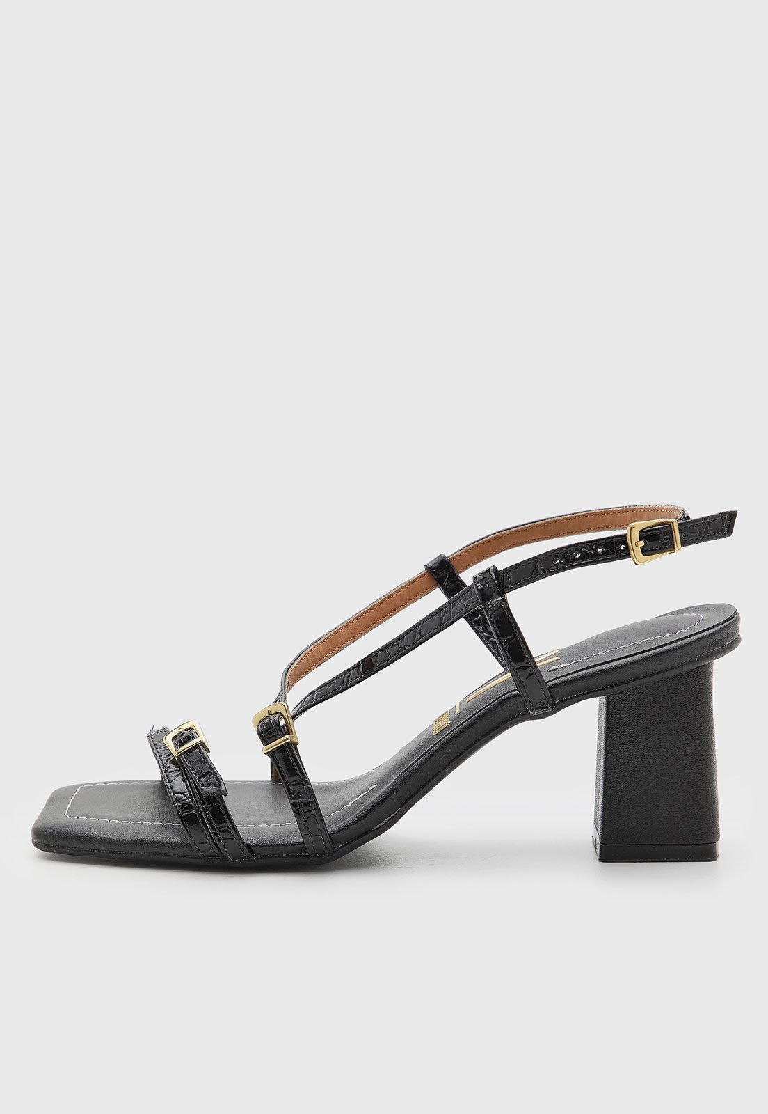Imagem principal Sandália Feminina Vizzano Salto Bloco Tiras Croco Preta VIZZANO preto
