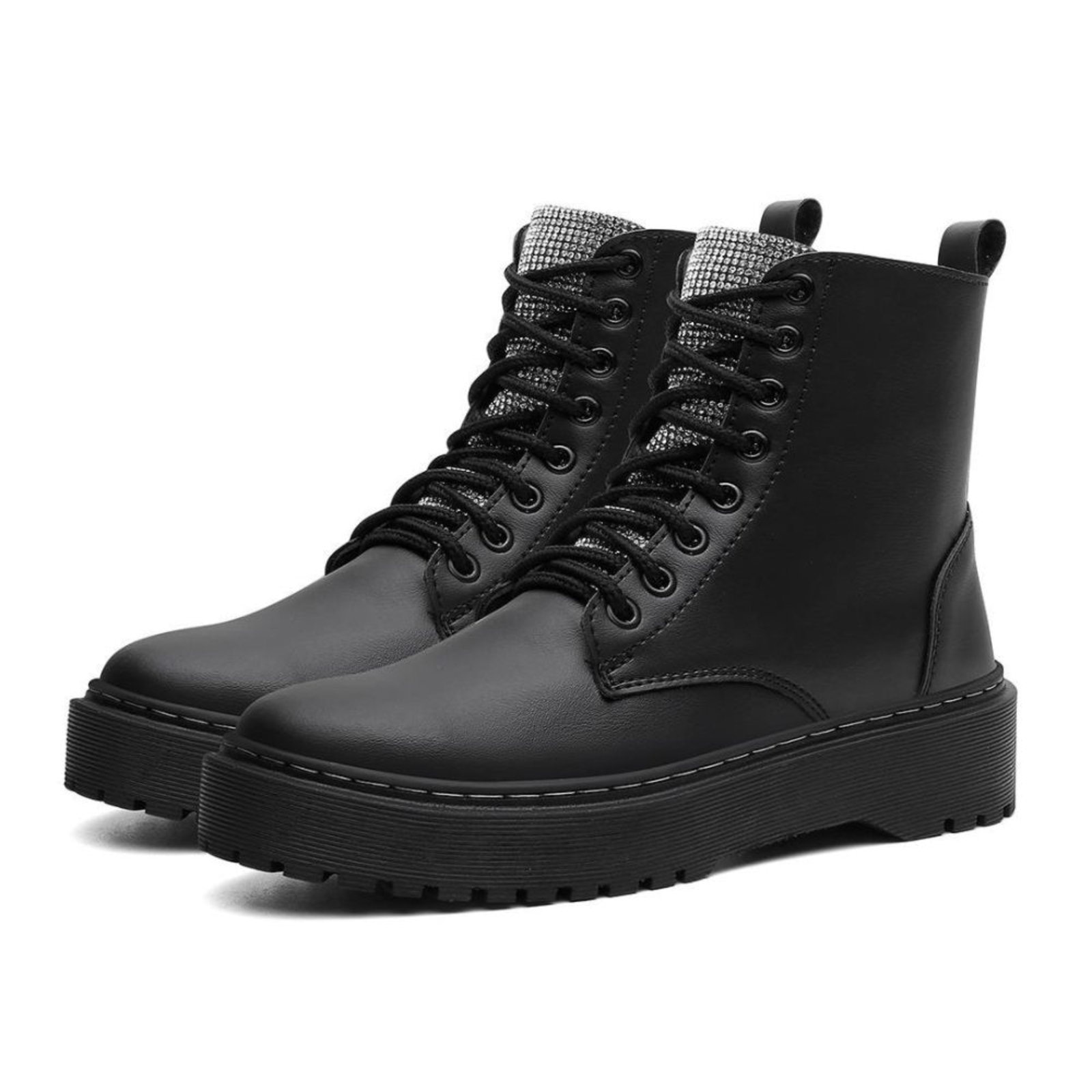 Imagem principal Coturno Feminino Sola Reta Tratorada Com Strass Blogueira Santa Rosa preto