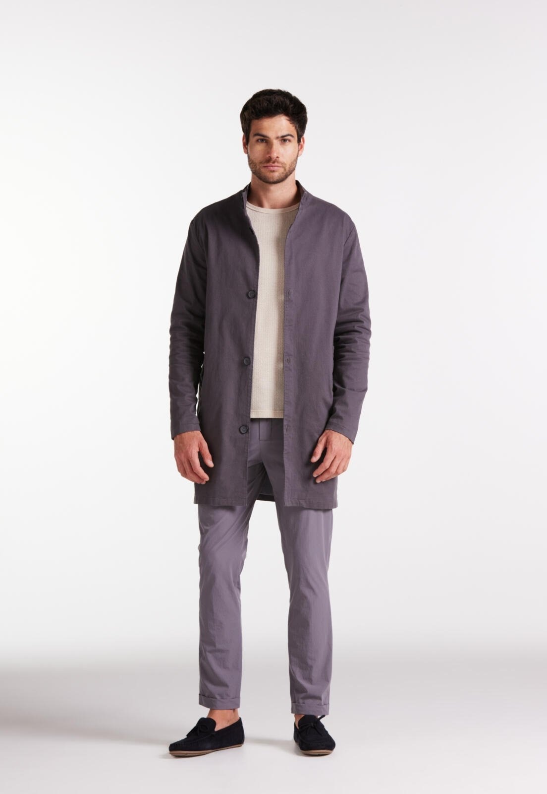 Imagem principal Caban Sarja Gola Alta Traymon Chumbo Traymon cinza