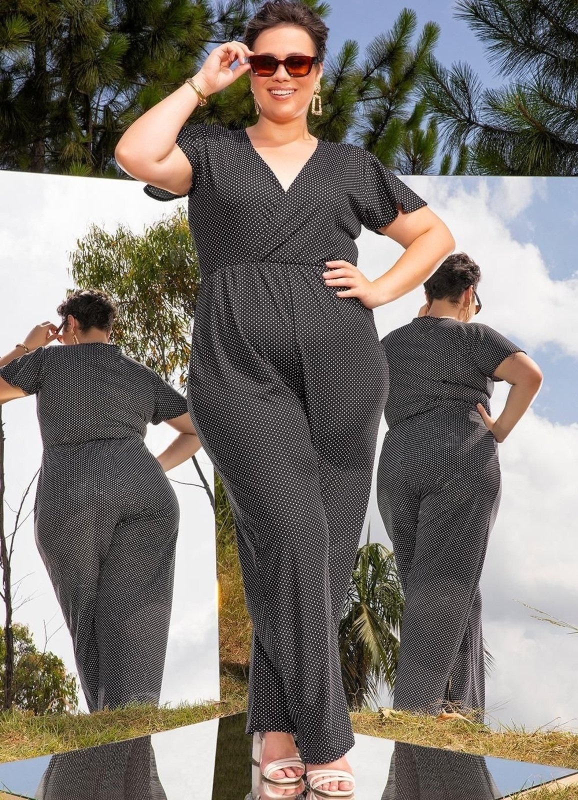 Imagem principal Macacão Em Malha Poá Marguerite preto