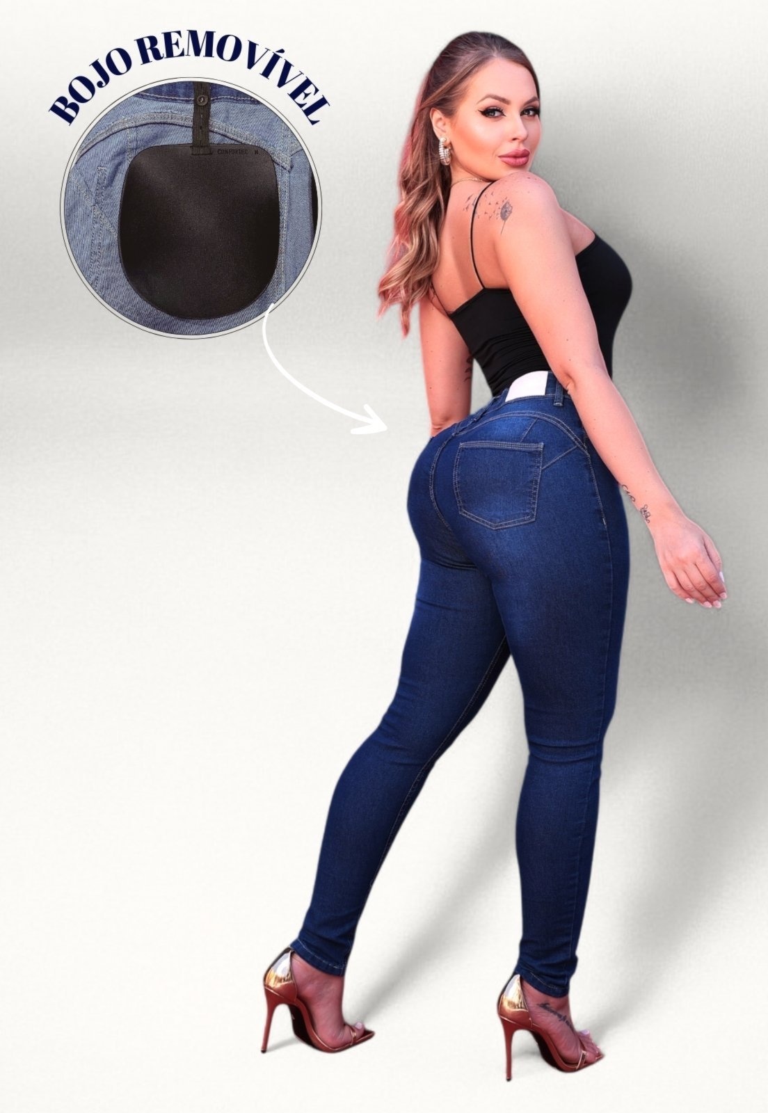 Imagem principal Calça Feminina Jeans Skinny com Bojo Patria Brasil azul