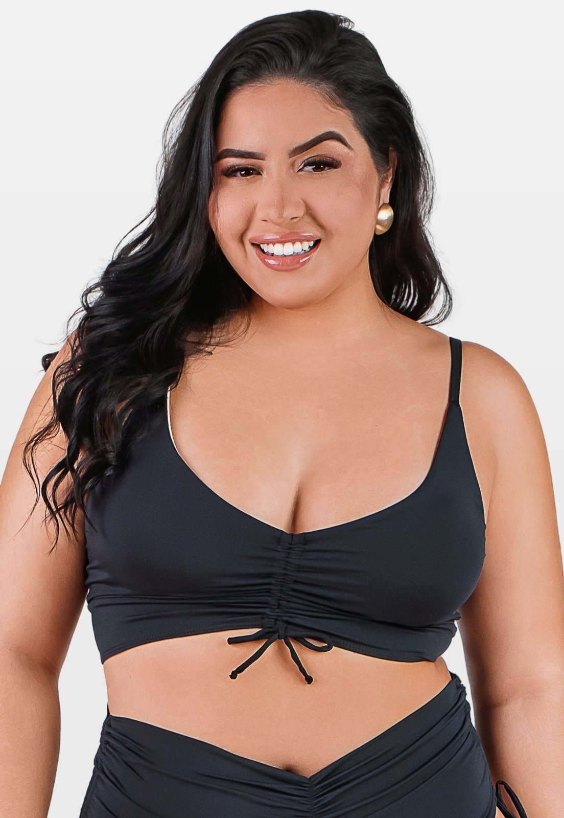 Imagem principal Top Summer Soul Cropped Com Bojo e Franzido Plus Size Summer Soul preto
