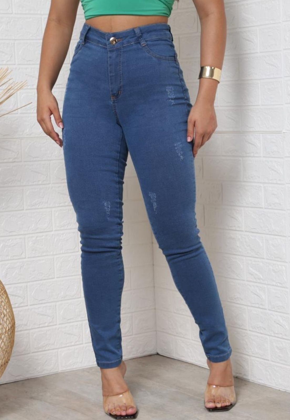 Imagem principal Calça Jeans Feminina Skinny Linha Comfortavel Com Detalhes Puidos -INSIDE JEANS ED E A E JEANS azul
