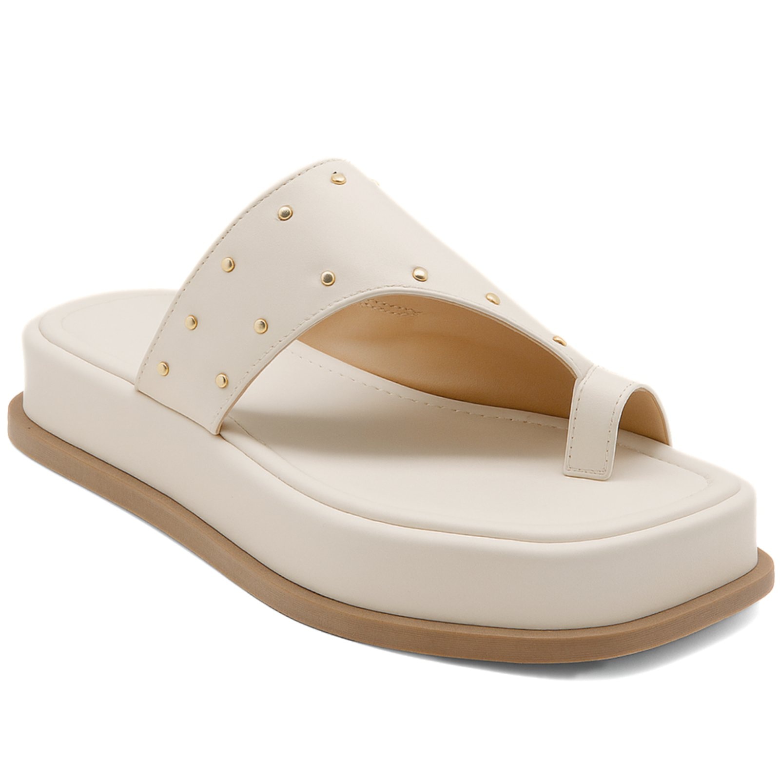 Imagem principal Papete Flatform Tamanco com Tachas Flor da Pele Fashion Verão Off White 23404 Flor da Pele branco white