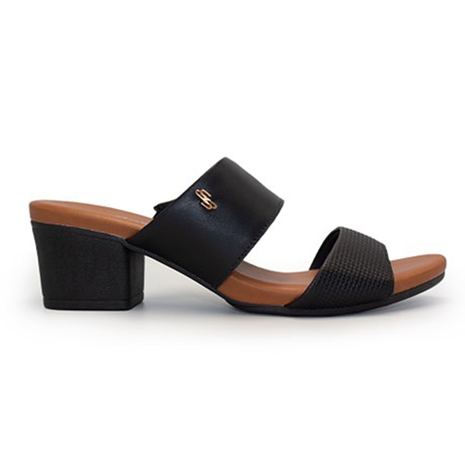 Imagem principal Tamanco Feminino Usaflex Salto Bloco Duas Tiras Conforto Usaflex preto