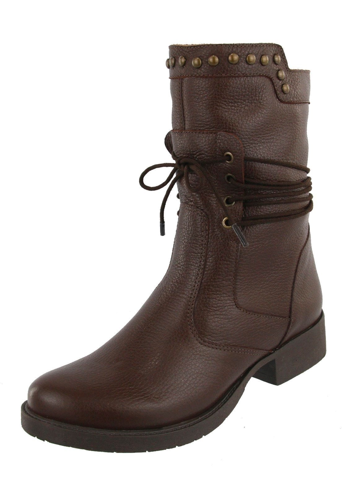 Imagem principal Bota Cano Médio Tendência em Couro Legitimo Maria Paula Tabacco MARIA PAULA marrom