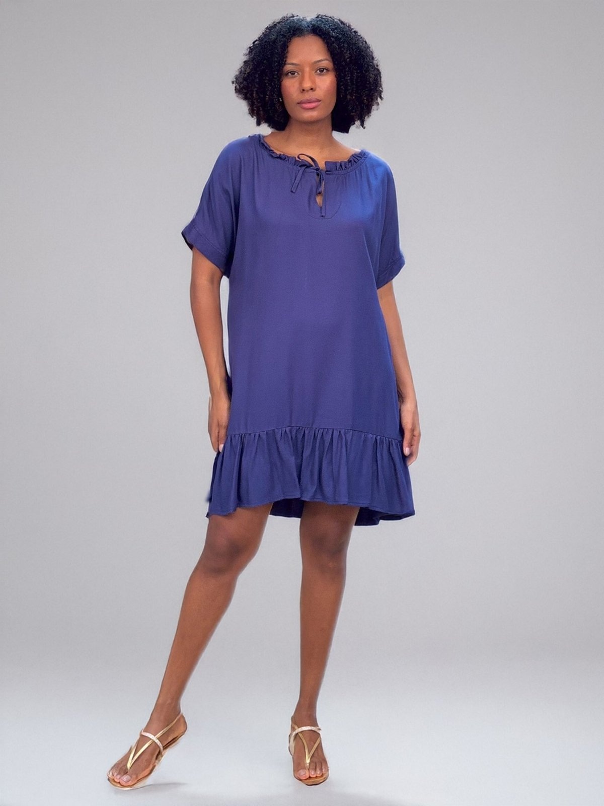 Imagem principal Vestido curto amplo gola princesa Marinho Amazonia Vital azul