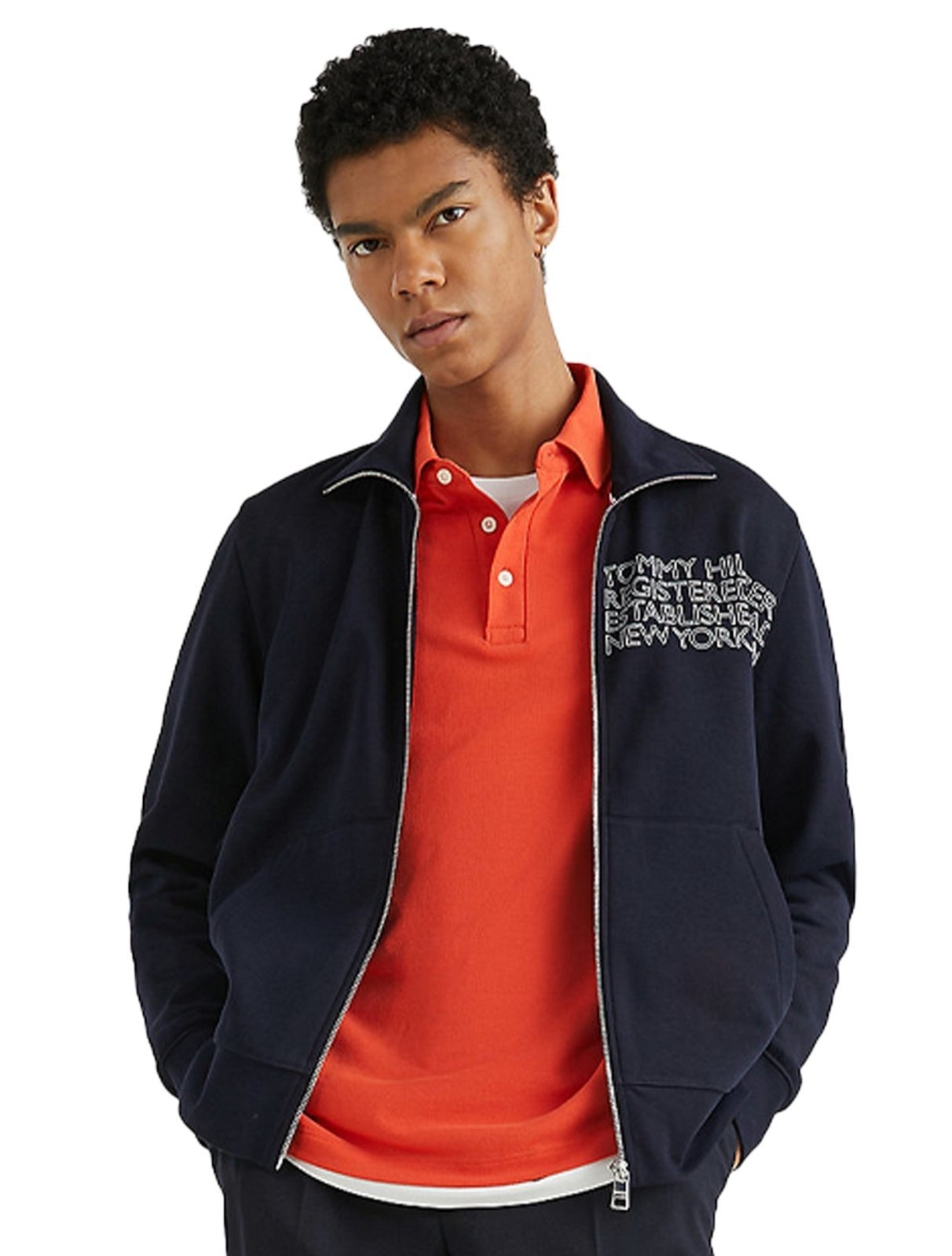 Imagem principal Moletom Tommy Hilfiger Masculina Badged Graphic Zip Through Tommy Jeans azul marinho