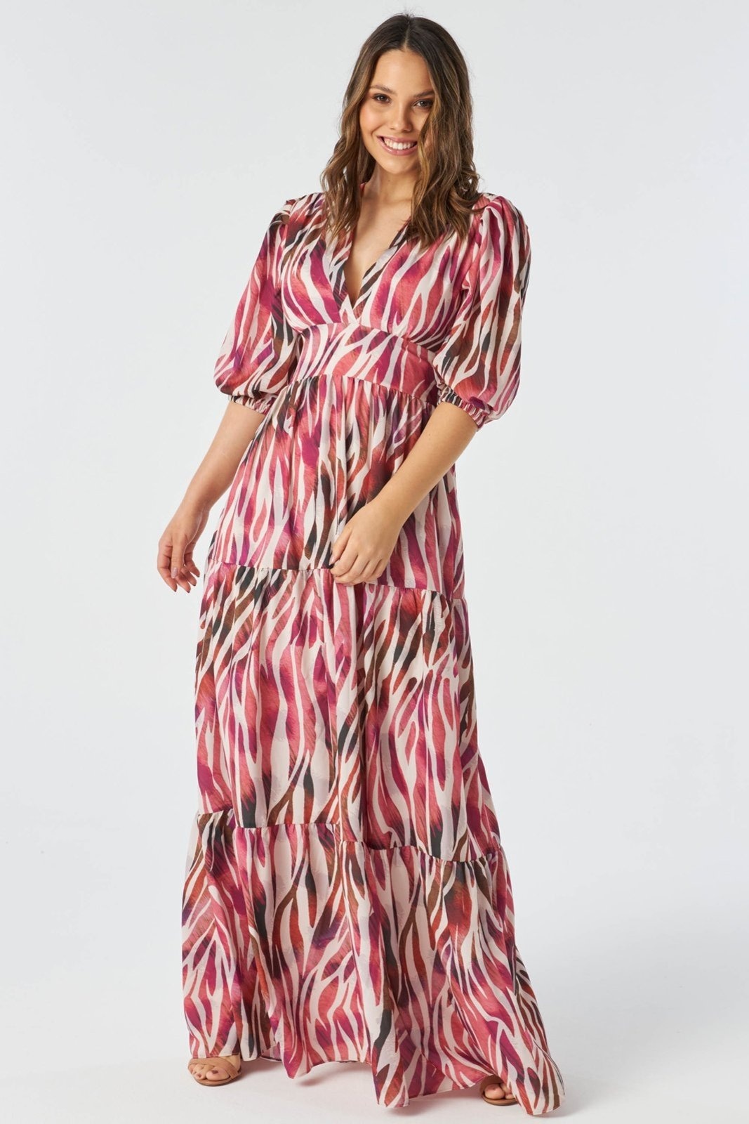 Imagem principal Vestido Longo PKS Estampa Animal Print Rosa PKS estampado/off-white/rosa rosa