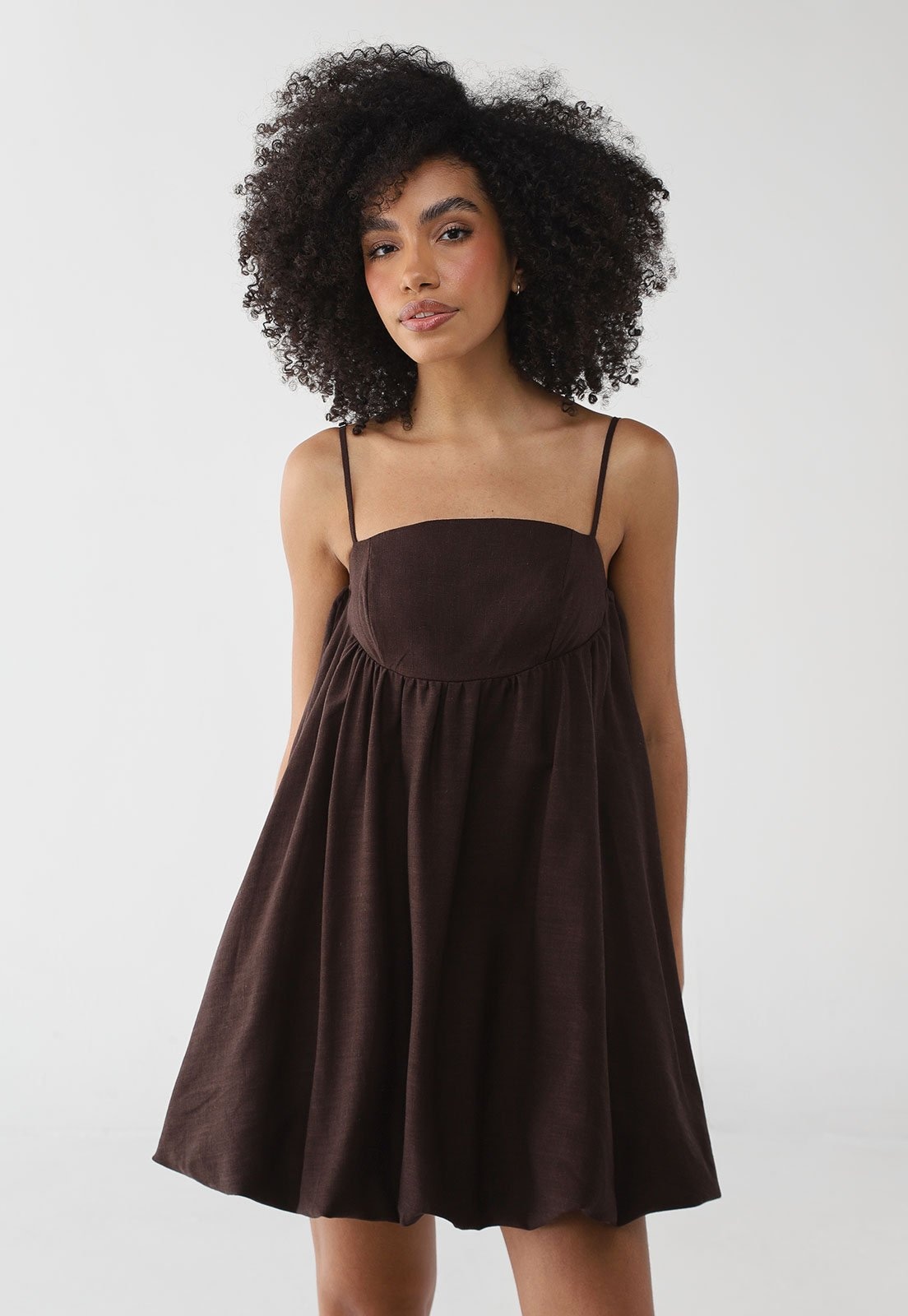 Imagem principal Vestido Feminino My Favorite Balonê com Linho My Favorite marrom