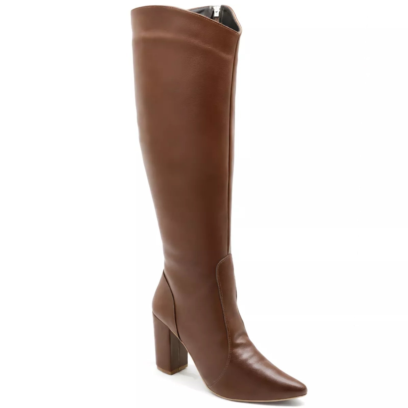 Imagem principal Bota Feminina Country Cano Alto Bico Fino Salto Grosso 1818 Cacau Hannah Footwear marrom