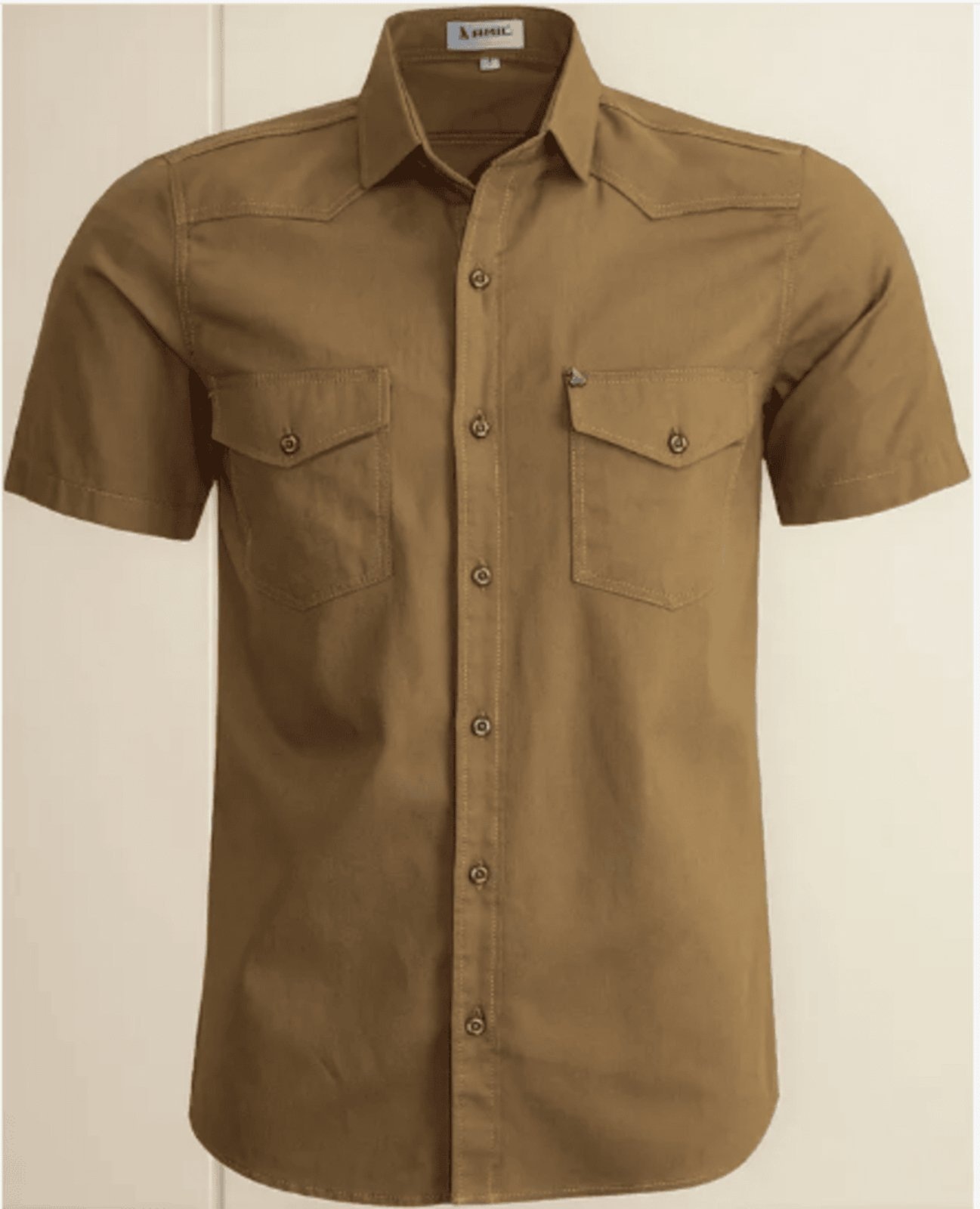 Imagem principal Camisa Estilo Militar Amil Comfort Cross Macia 2 Bolsos Manga Curta Luxo Castanho Amil cáqui