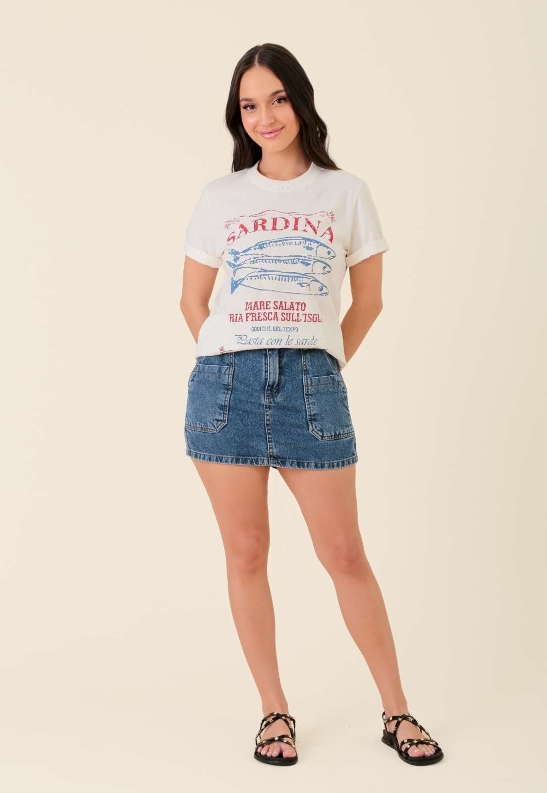 Imagem principal Shorts Saia Pop Me Em Jeans Com Recorte E Bolso Pop Me azul