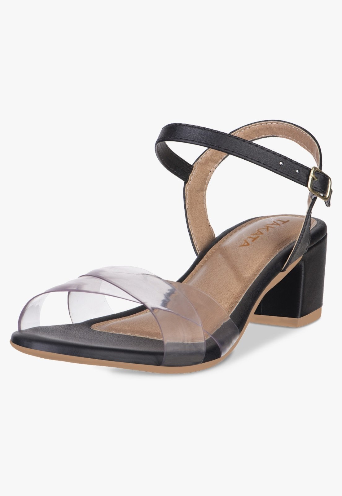 Imagem principal Sandália Feminina Salto Bloco Baixo Fivela Tiras Cruzadas Vinil Transparente TAKATA BY RAFAEL TAKATA preto