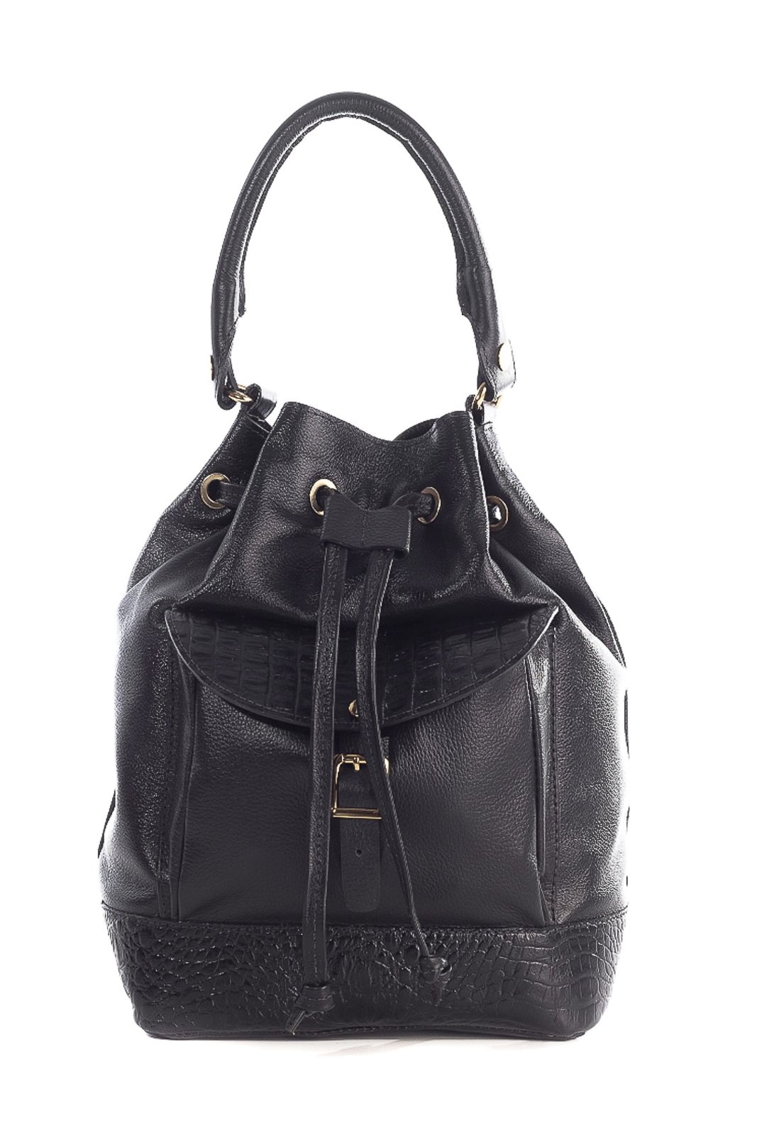 Imagem principal Bolsa saco em couro liso Natasha Andrea Vinci preto