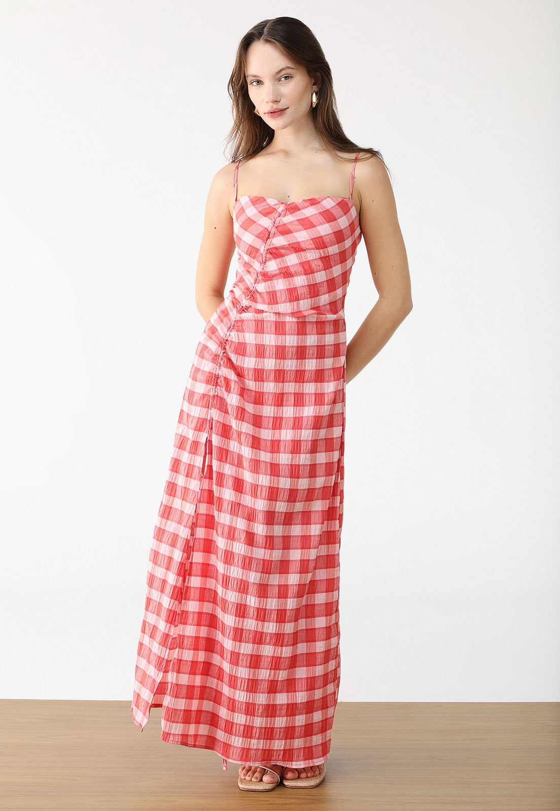 Imagem principal Vestido FARM Longo Xadrez Trancoso FARM vermelho