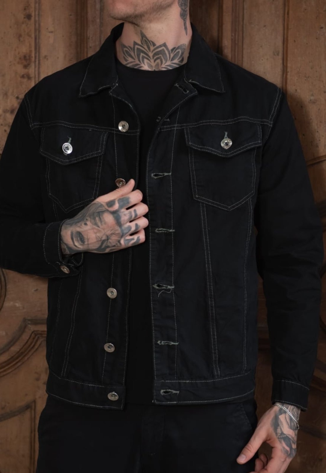 Imagem principal Jaqueta Preta Linha Invertida Sarja Masculina Alleppo Jeans Taiwan Alleppo Jeans preto