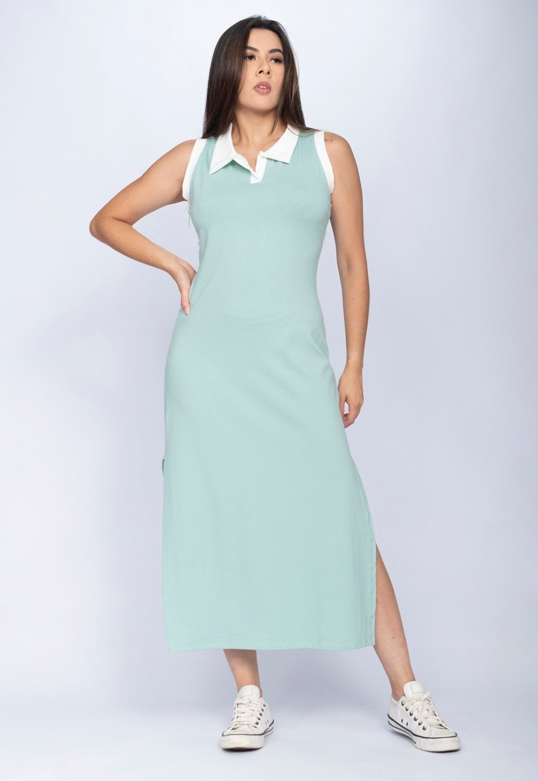 Imagem principal Vestido CabanaFree Midi Regata Polo Verde Cabanafree branco/verde verde