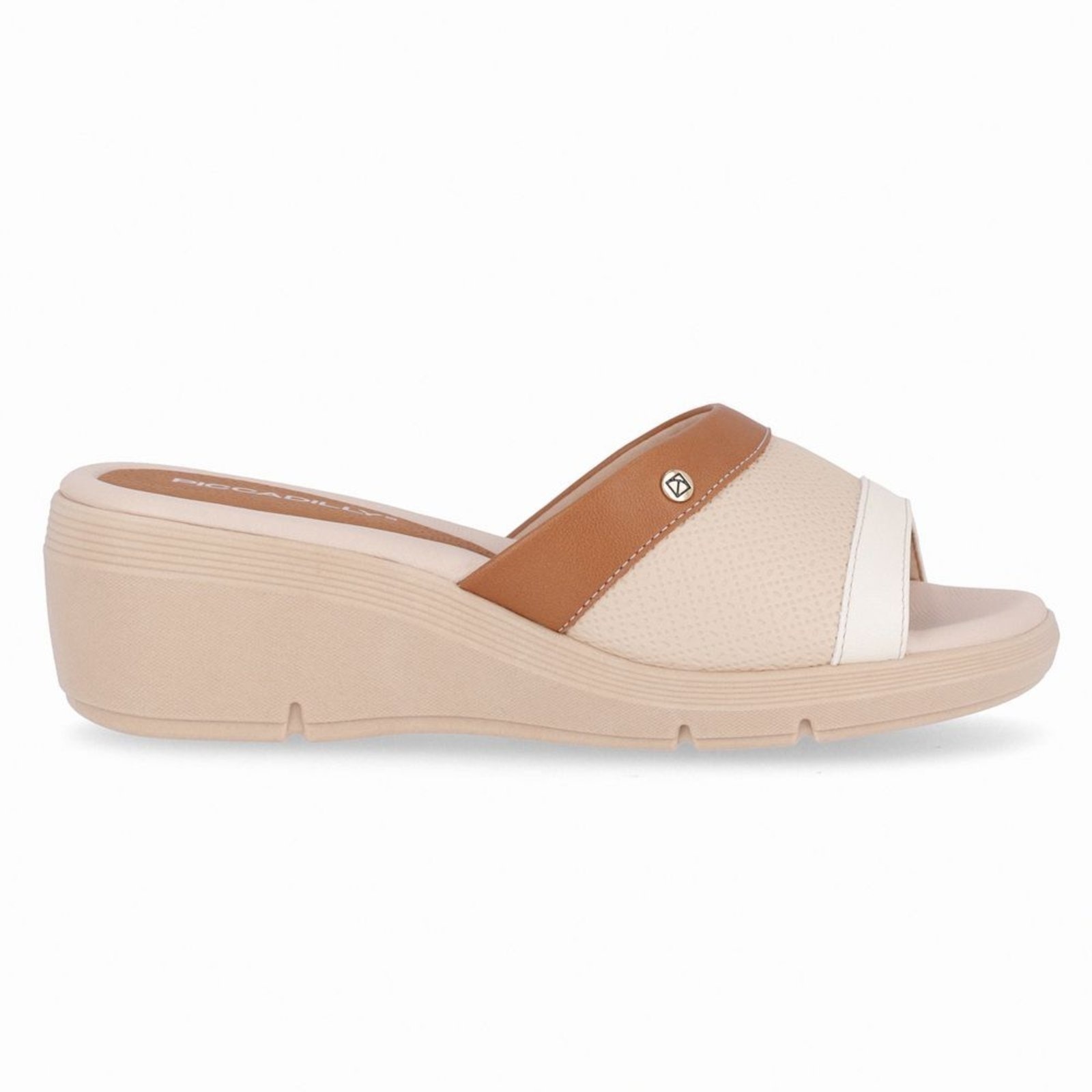 Imagem principal Tamanco Cecilia Anabela Médio Brule com Mascavo Piccadilly bege