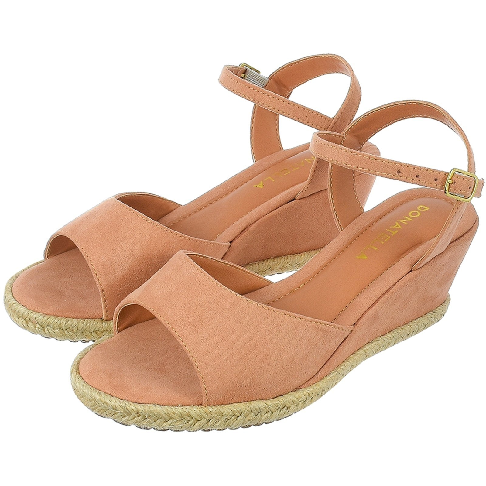 Imagem principal Sandália Anabela Feminina Plataforma CM Calçados Macia Corda Natural Camurça Nude Monte Shoes nude natural