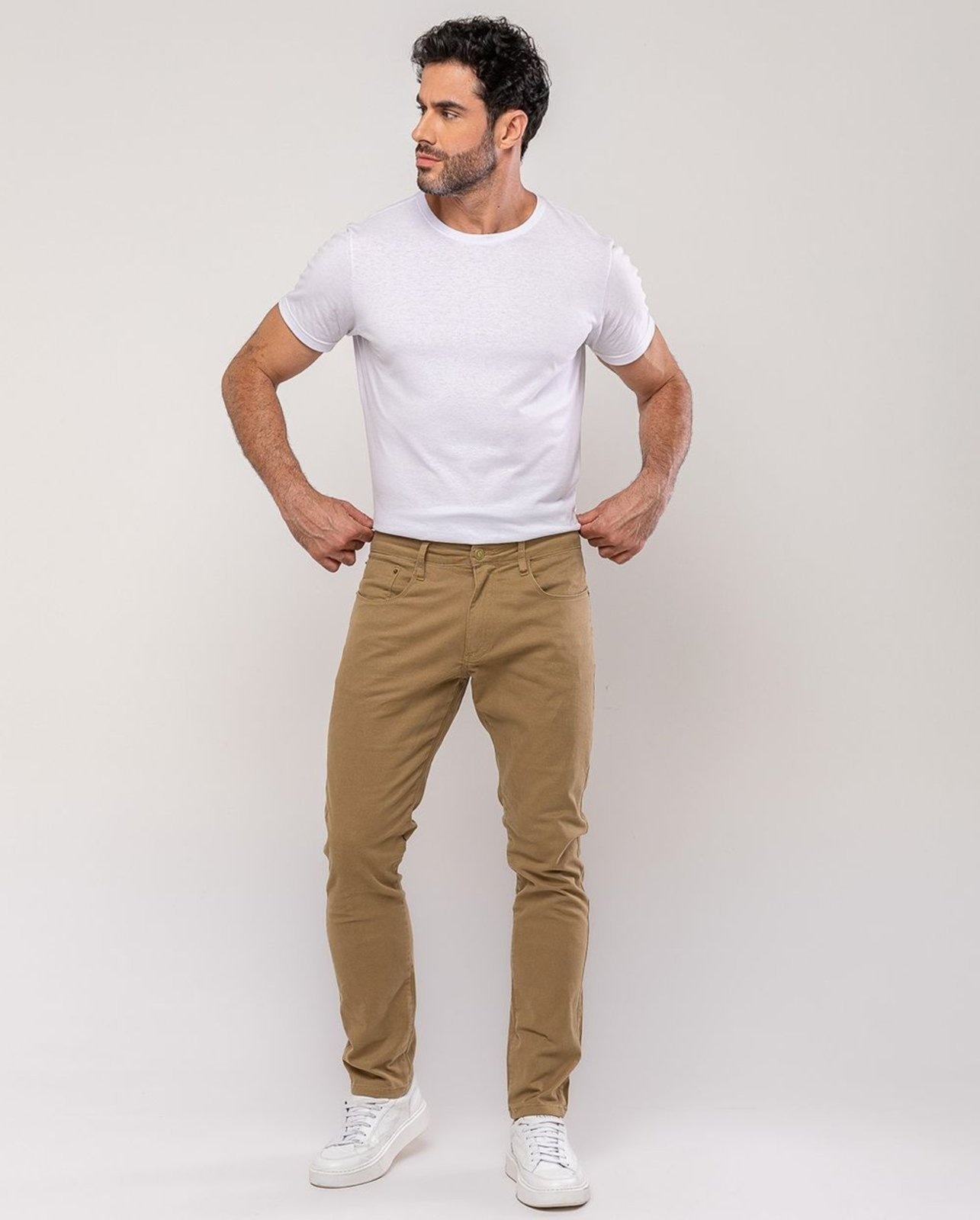 Imagem principal Calça Sarja Masculina Slim Fit Básica 22191 Capuccino Consciência marrom