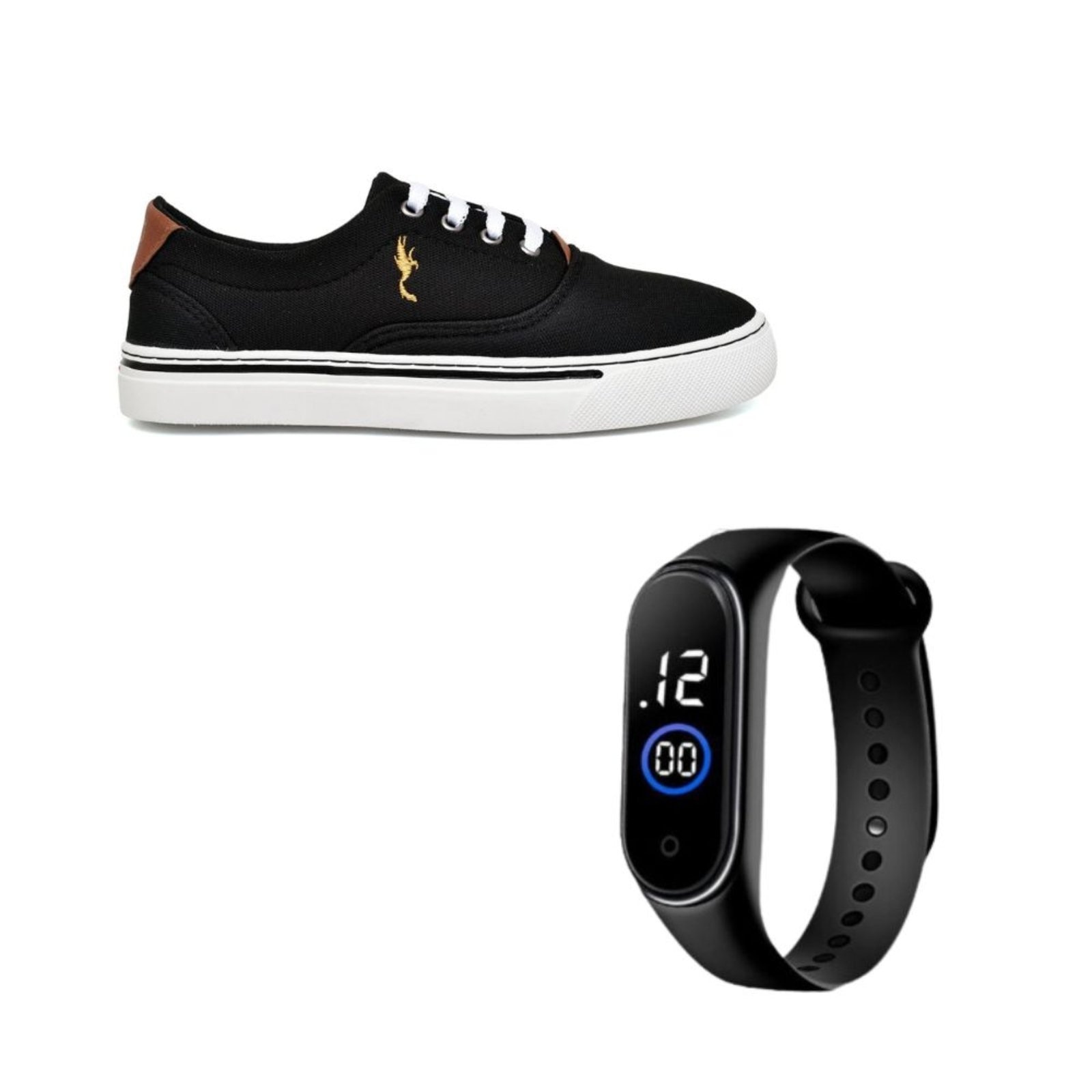 Imagem principal Tênis Feminino Casual Sola Baixa Polo Blu Preto com Relógio Digital do 33 ao 40 Polo Blu preto blu