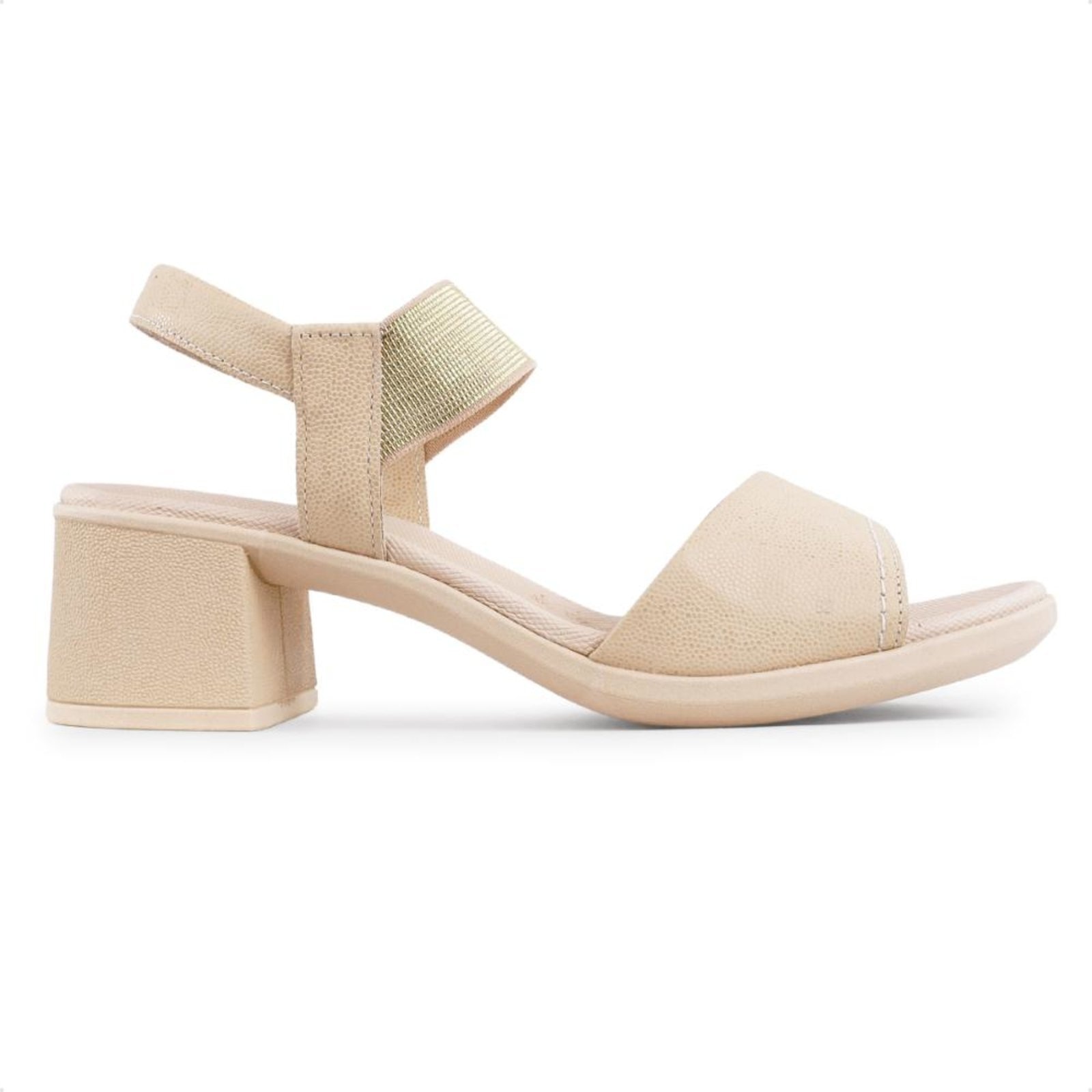 Imagem principal Sandália Usaflex Salto Bloco Tira Elástico Feminina Usaflex bege