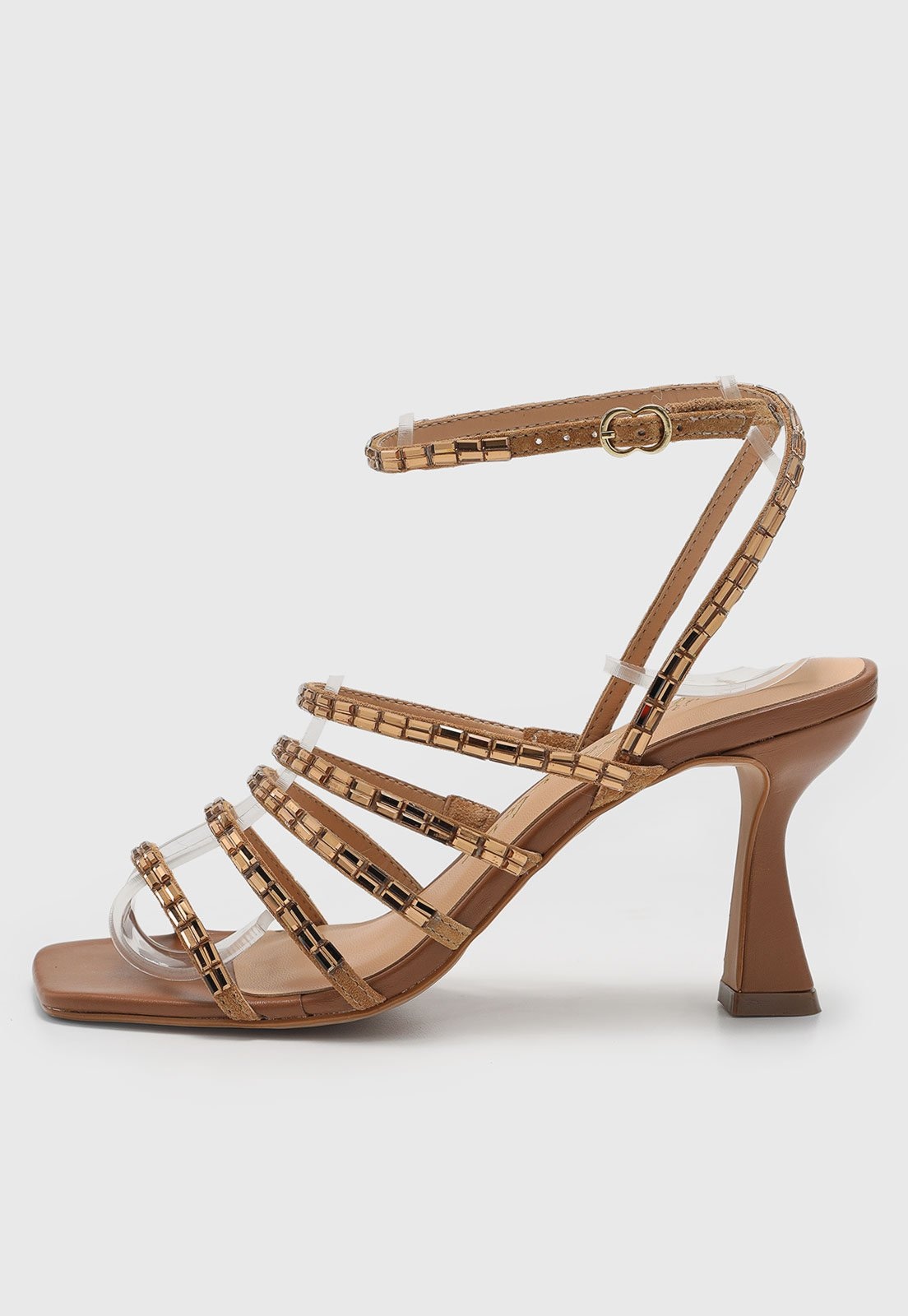 Imagem principal Sandália Feminina Luiza Barcelos Tiras Pedrarias Luiza Barcelos caramelo