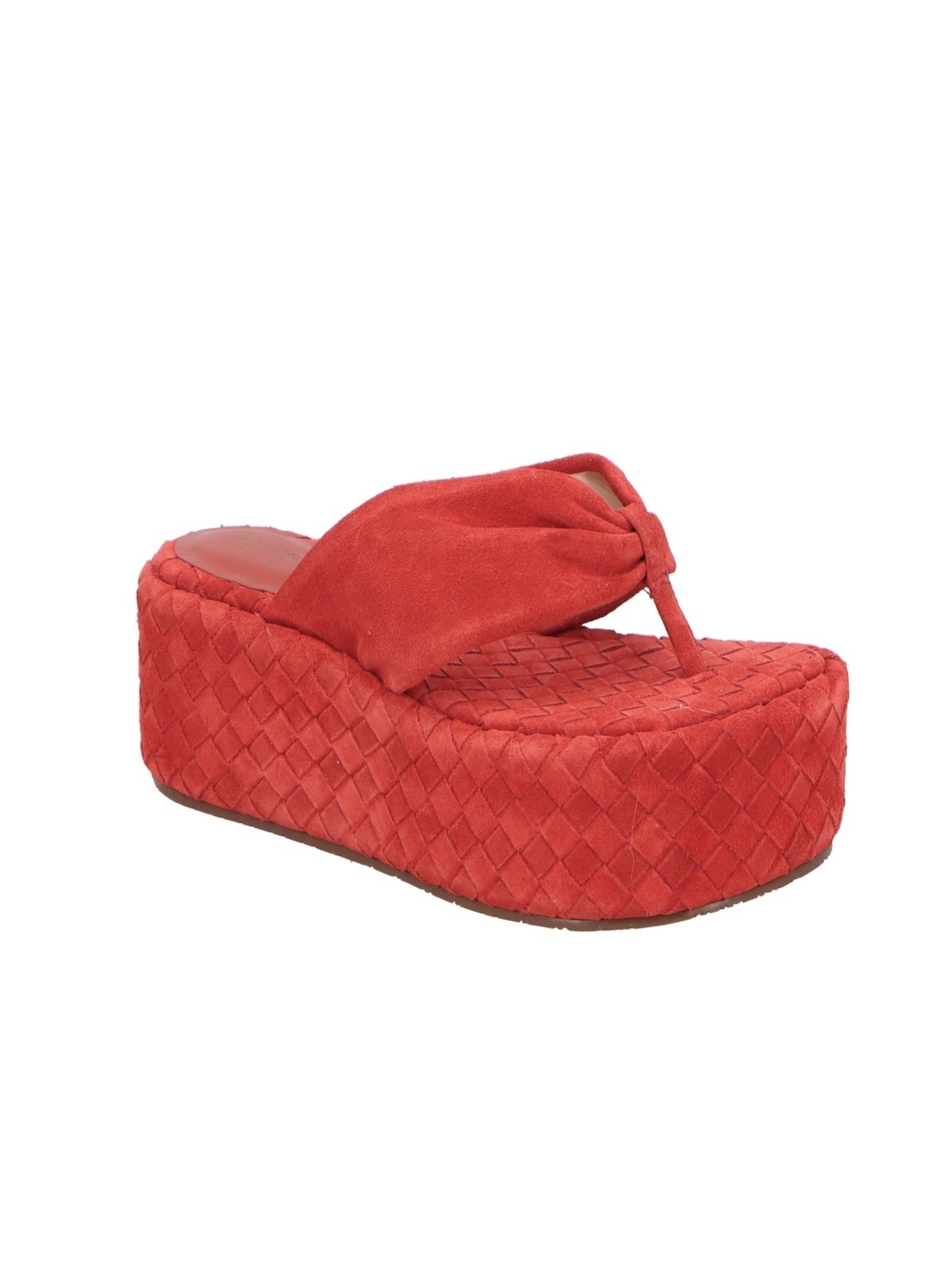 Imagem principal Sandalia Luiza Barcelos Plataforma Flat Em Camurça Luiza Barcelos vermelho