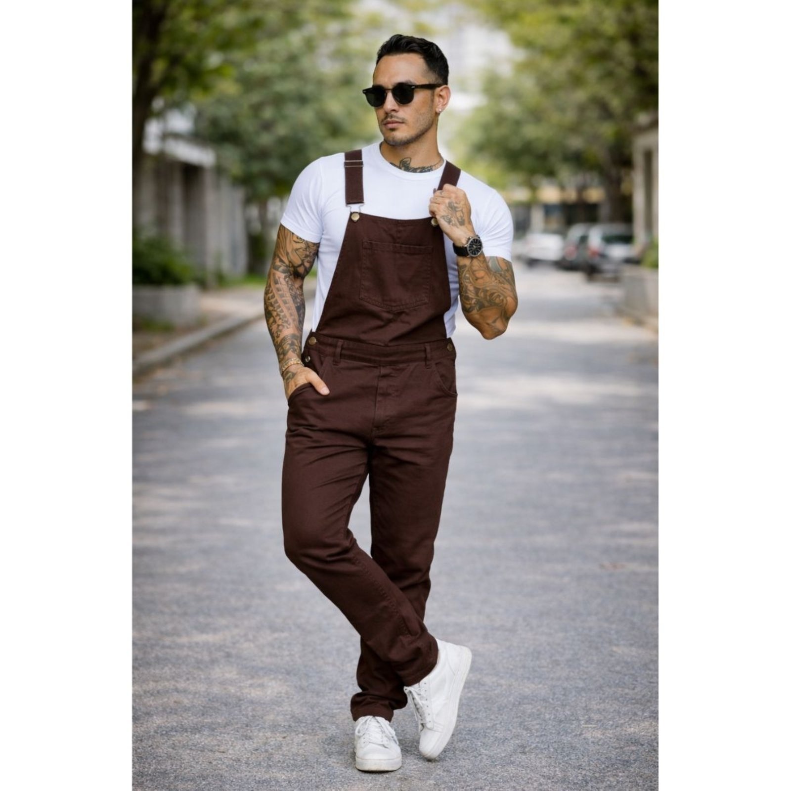 Imagem principal Macacão Sarja Masculino Alleppo Jeans marrom