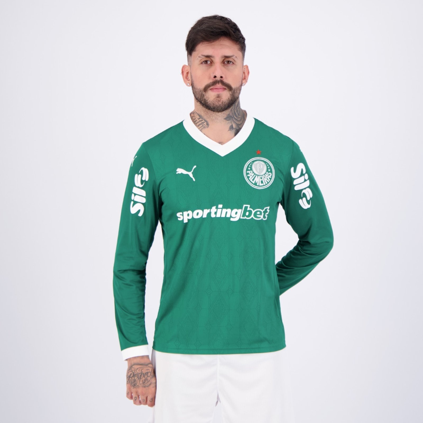 Imagem principal Camisa Puma Palmeiras I 2025 Manga Longa Com Patrocínio Puma verde