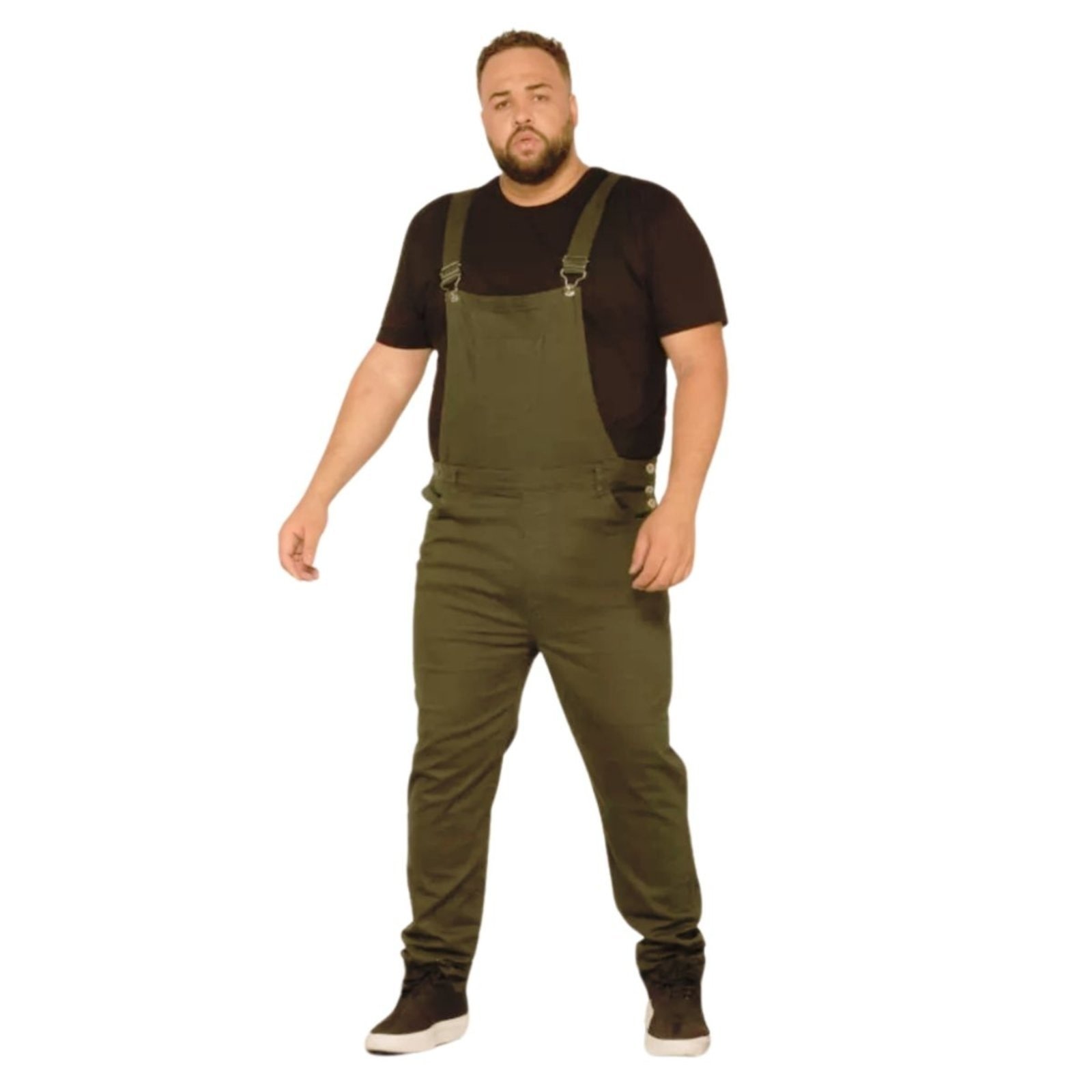 Imagem principal Macacão Jardineira Masculino Plus Size Jeans Loka verde/verde militar verde