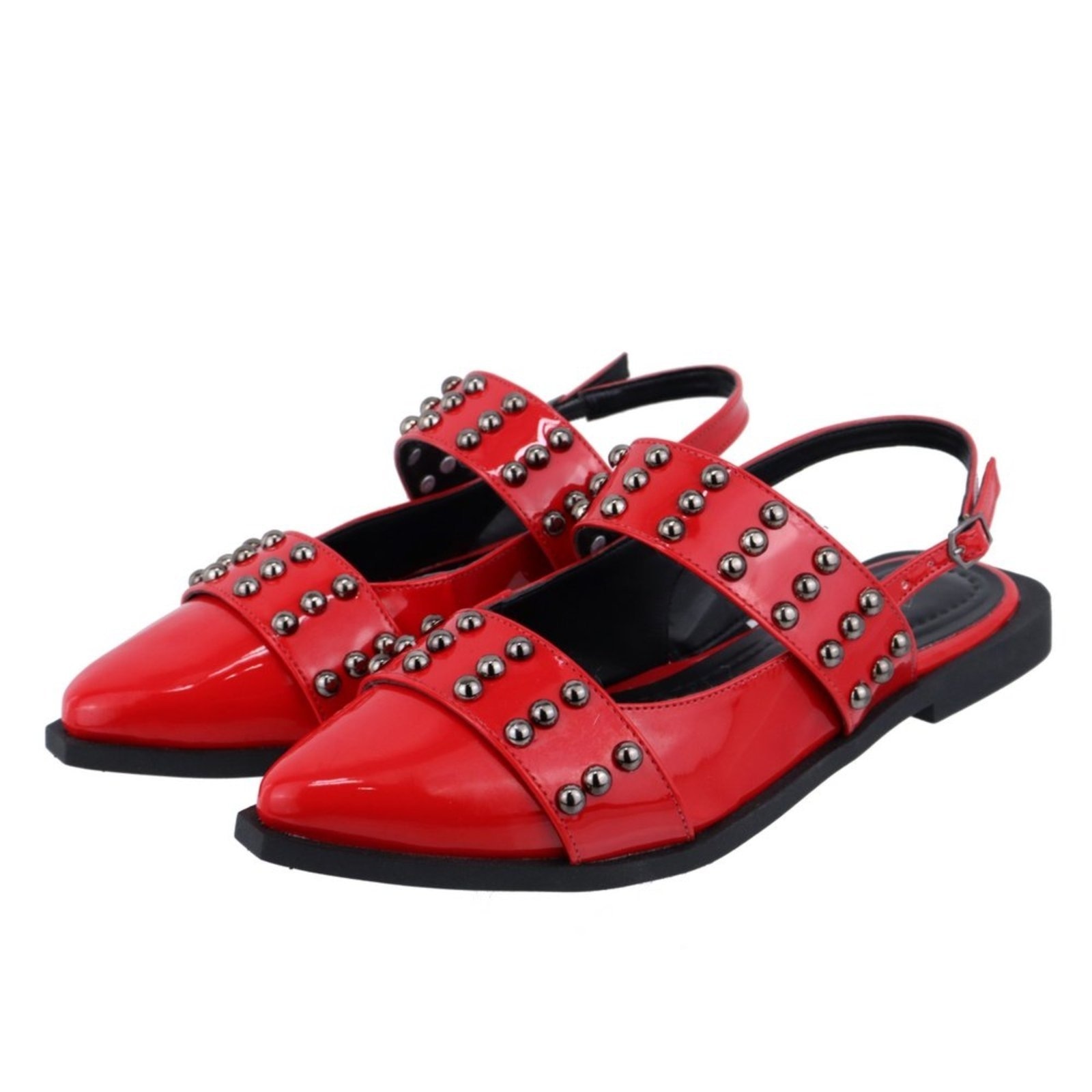 Imagem principal Sapatilha Slingback Rasteira Feminina Em Napa Verniz Ferrari 184202 Flor da Pele vermelho